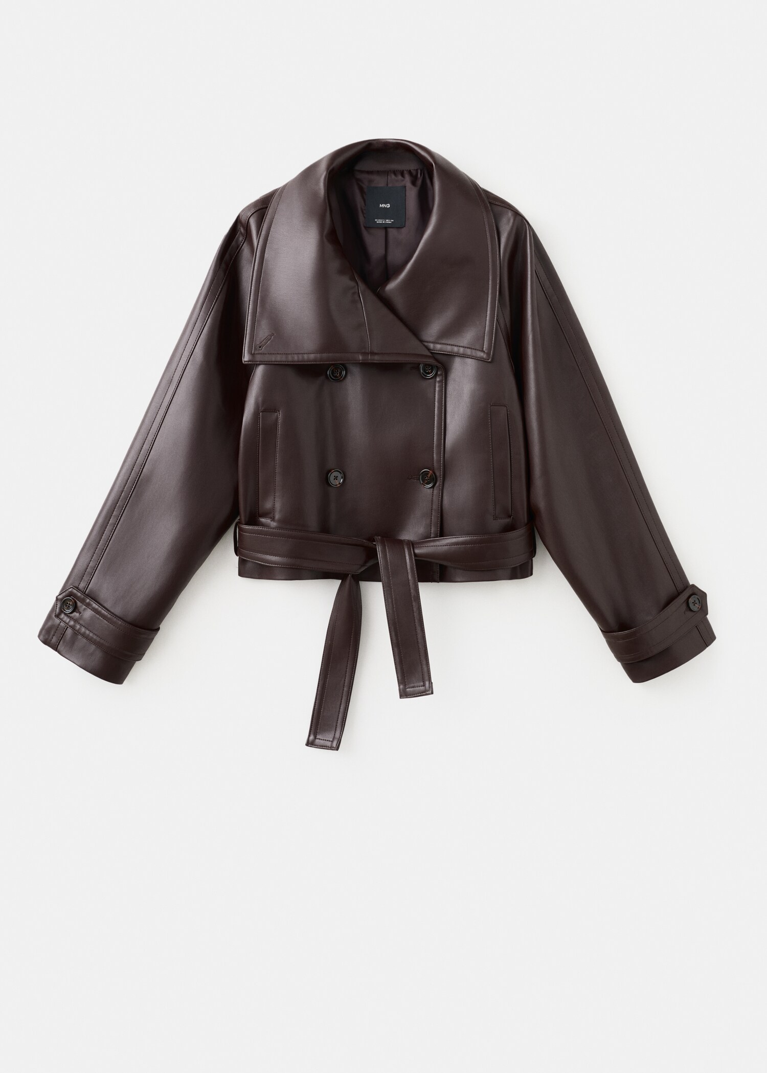 Faux-leather jacket with maxi lapels - Article without model