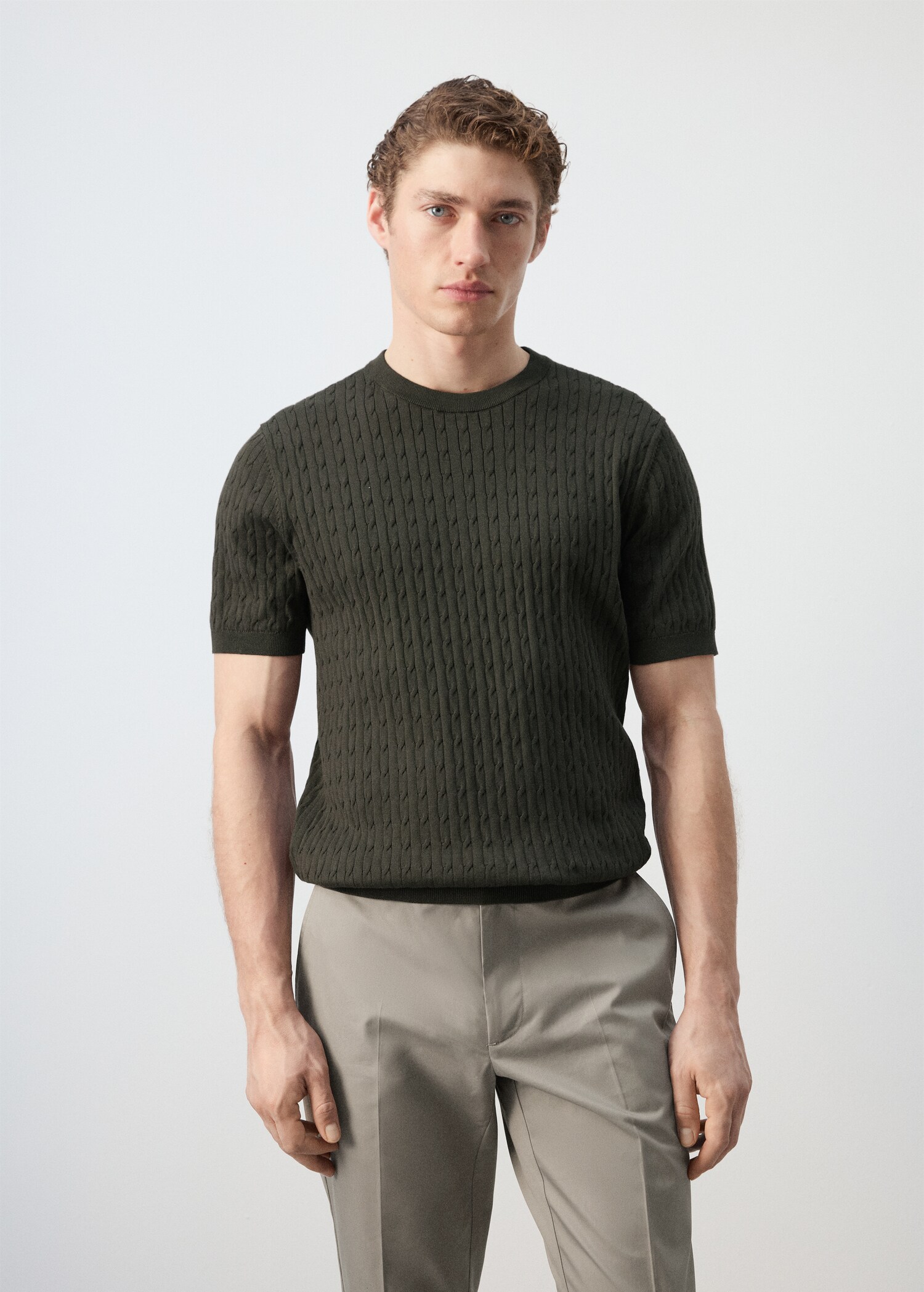 T-shirt maille torsadée 100 % coton - Plan moyen