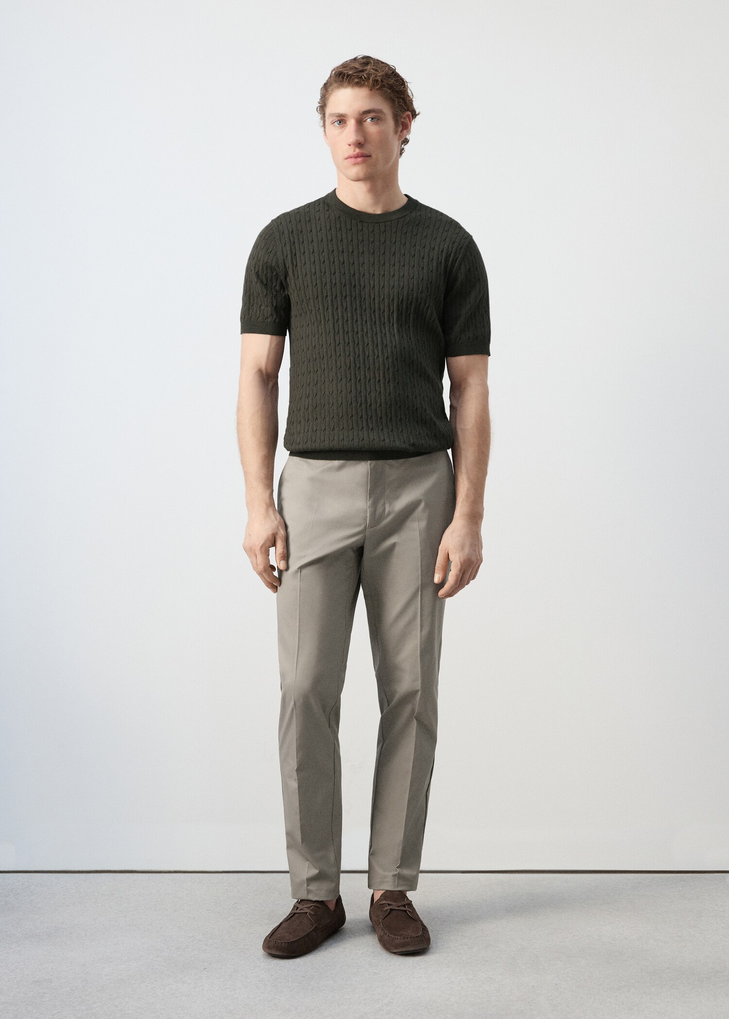 T-shirt maille torsadée 100 % coton - Plan général