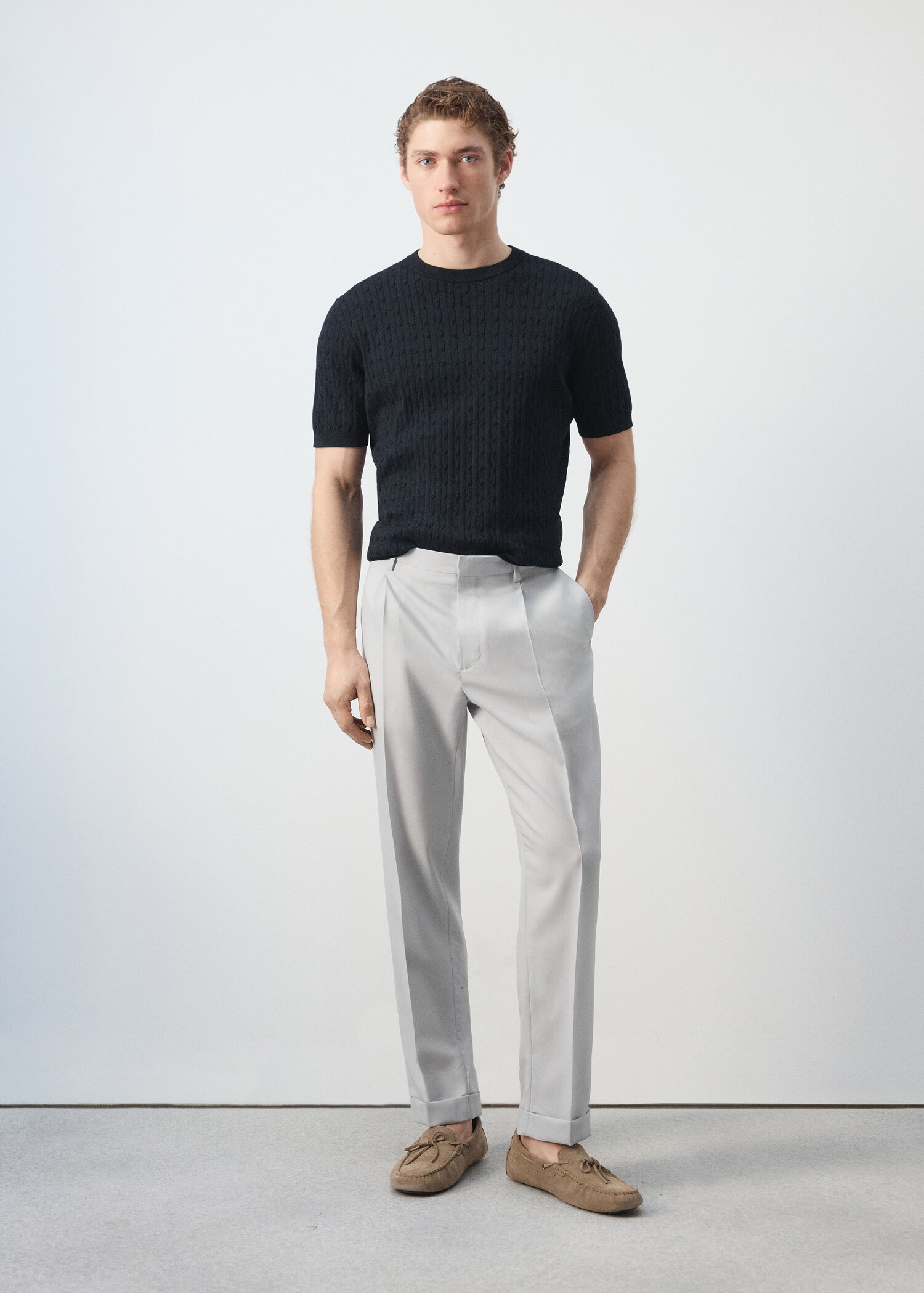 T-shirt maille torsadée 100 % coton - Plan général