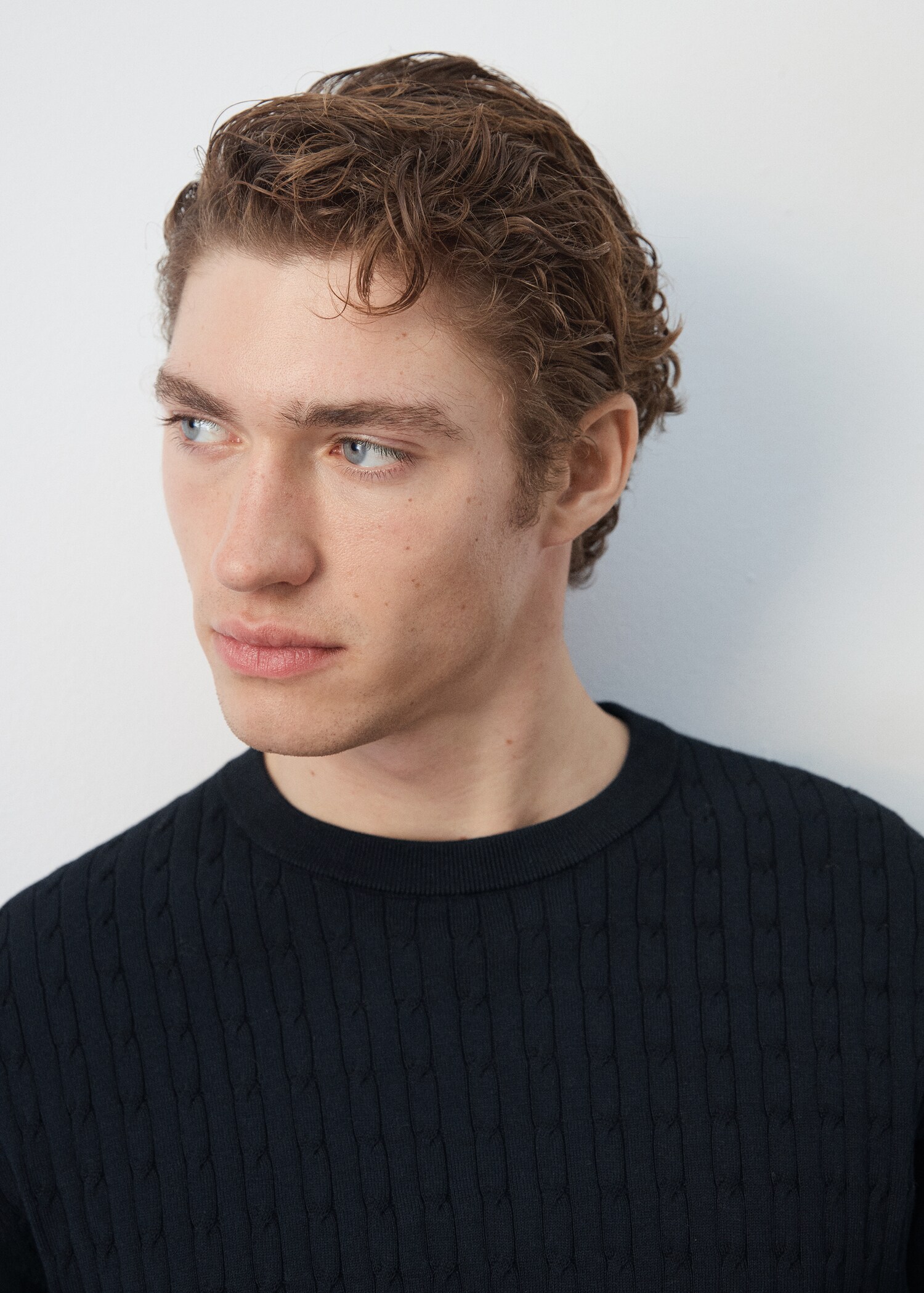 Cable knit T-shirt 100% cotton - Details of the article 1