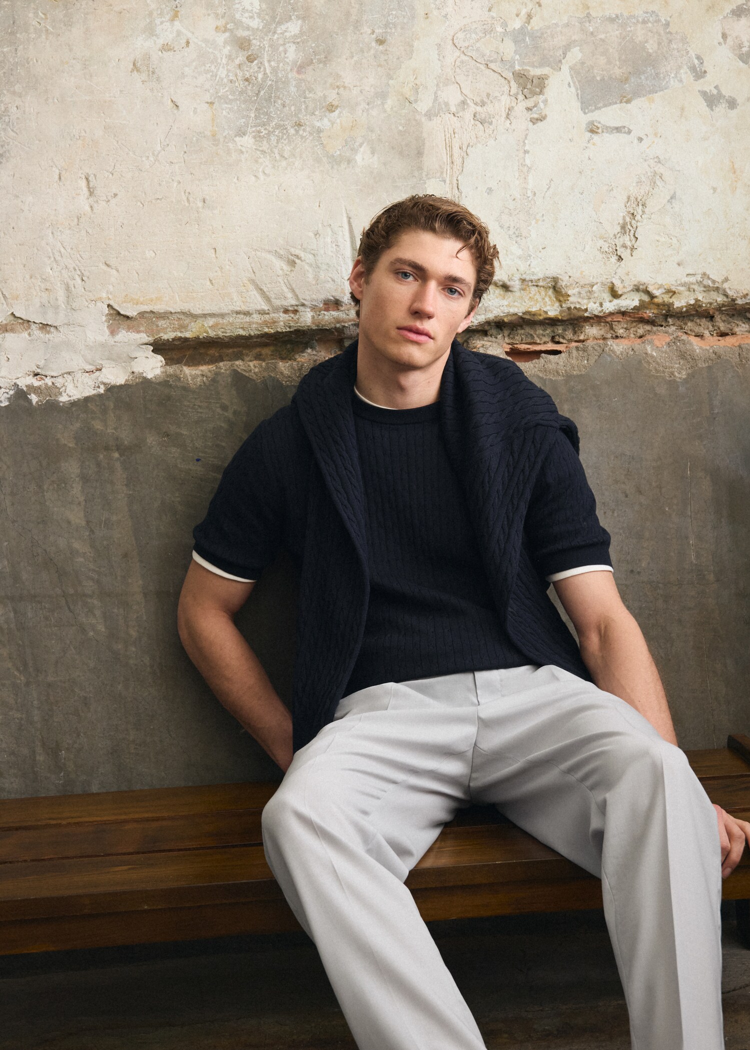 Cable knit T-shirt 100% cotton - Details of the article 5