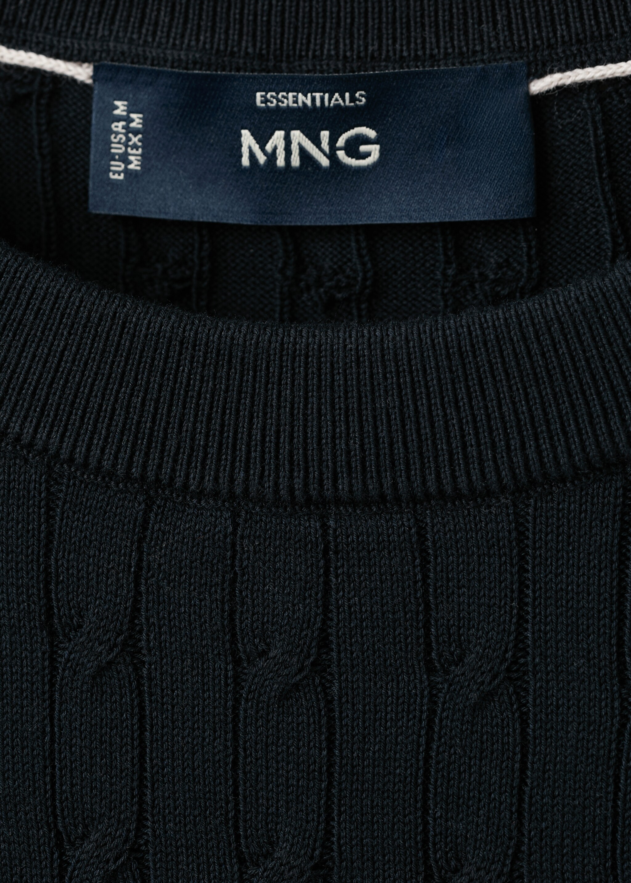 Cable knit T-shirt 100% cotton - Details of the article 8, Night Blue. Ref: 27075939-02.