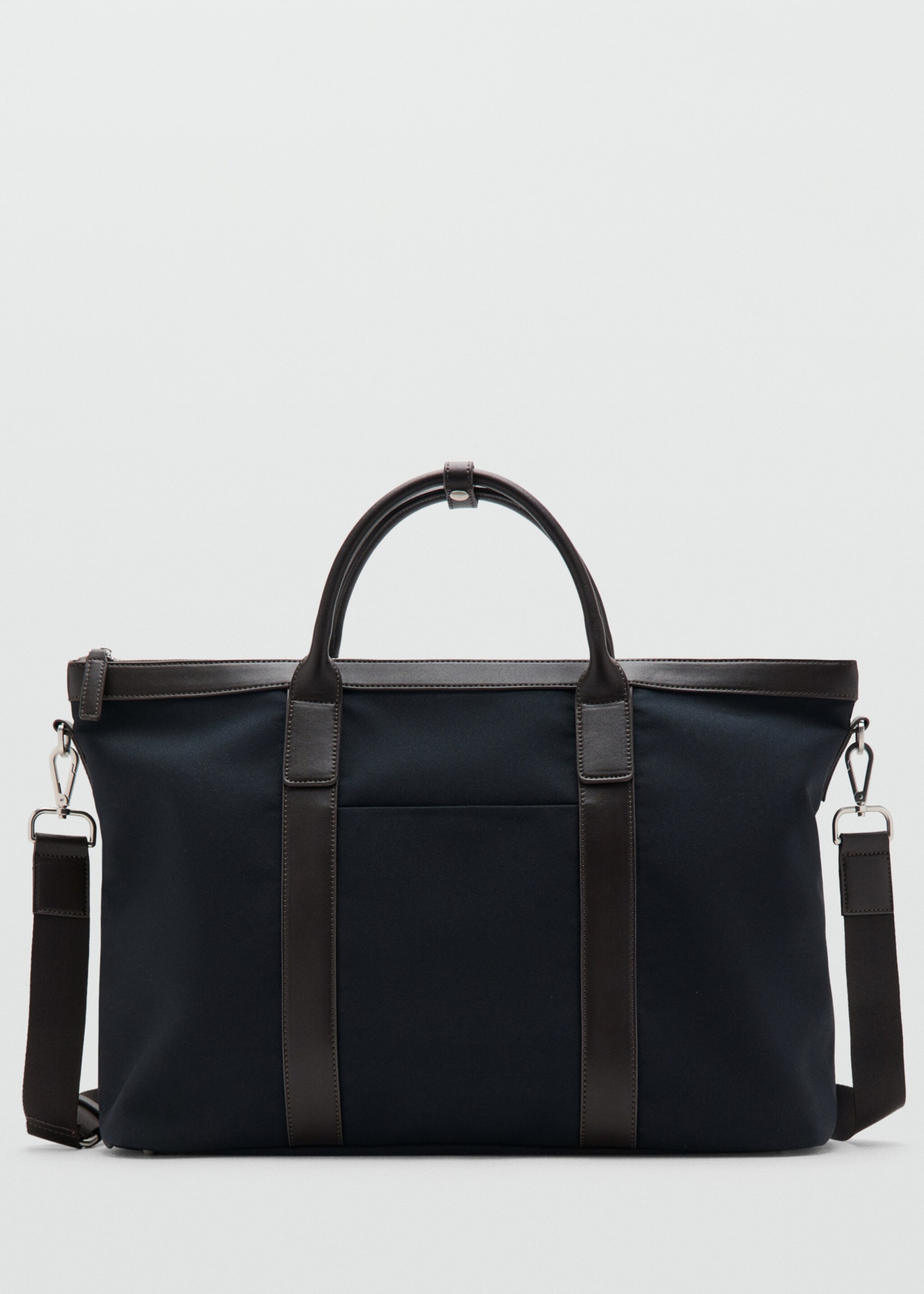 Sac cabas de voyage détails cuir - Article sans modèle, Bleu marine. Ref: 27075942-01.