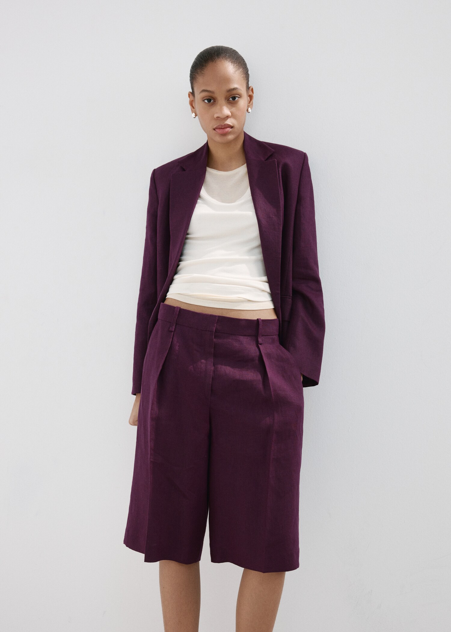 Bermudas lino rectas - Plano medio