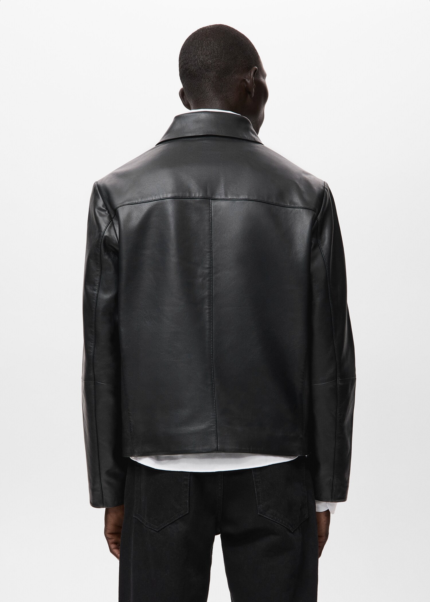 100% leather jacket with pockets - Reverse of the article