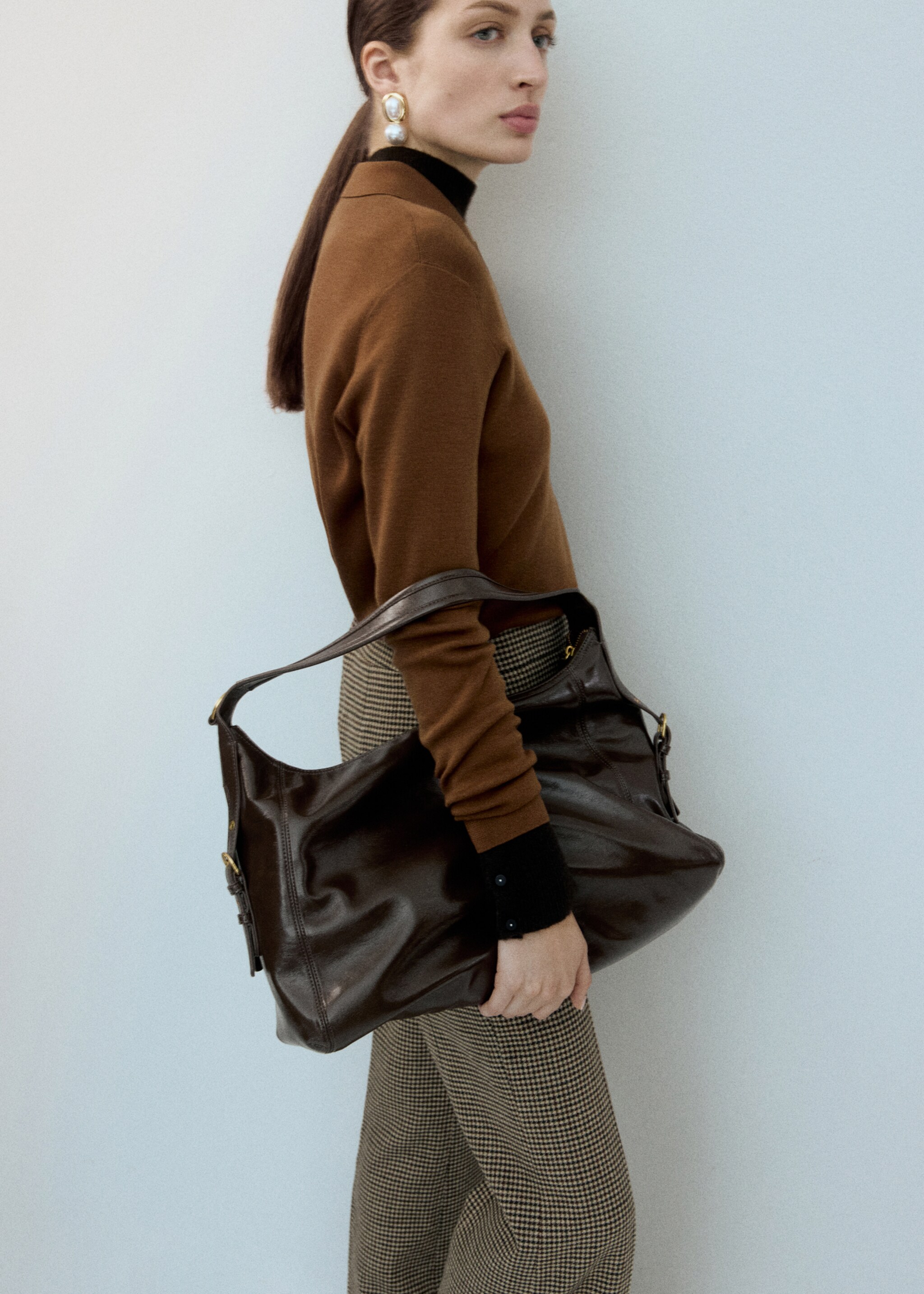 Jersey lana cuello polo - Plano medio, Marrón tabaco. Ref: 27081191-01.