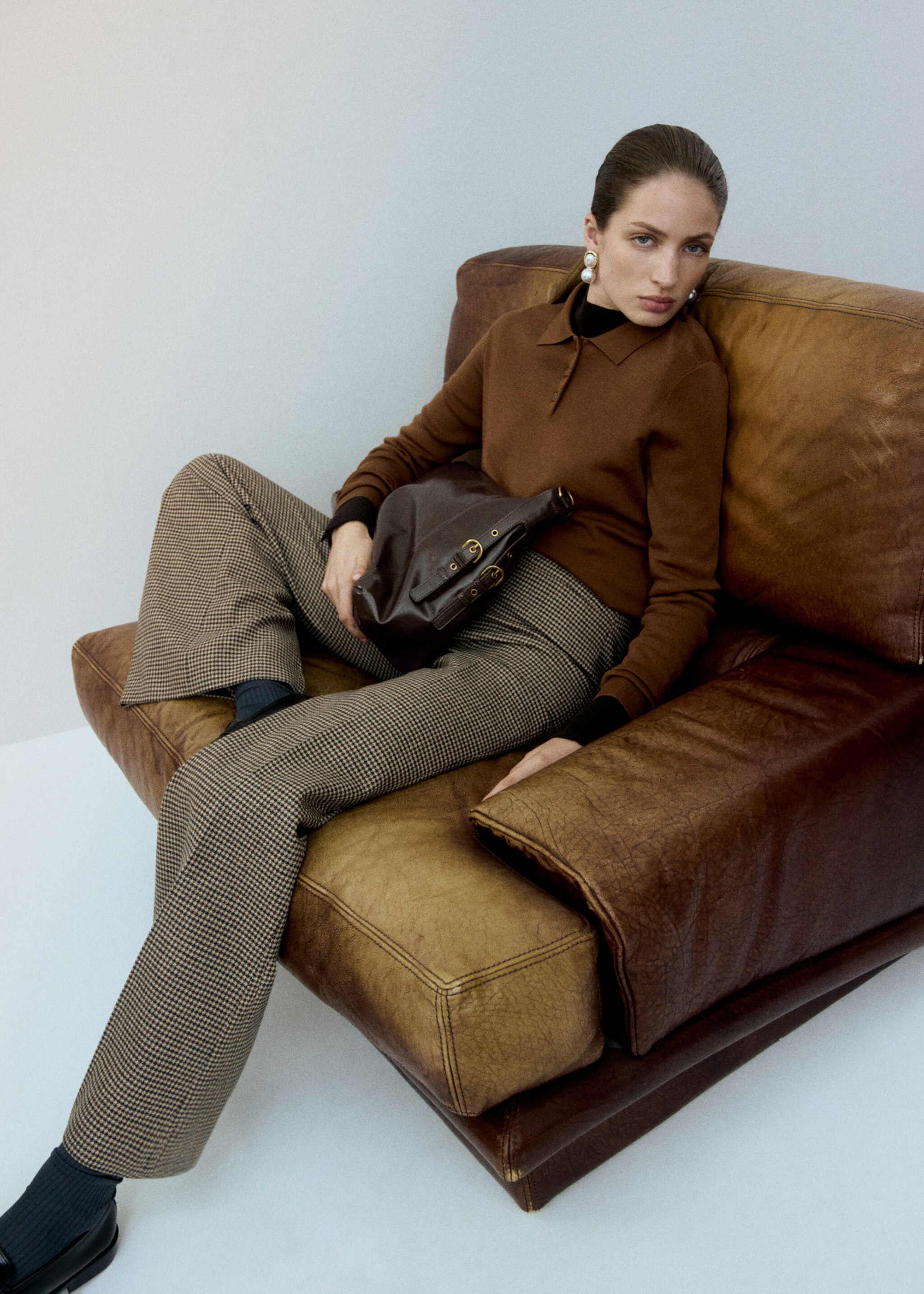 Jersey lana cuello polo - Detalle del artículo 2, Marrón tabaco. Ref: 27081191-01.