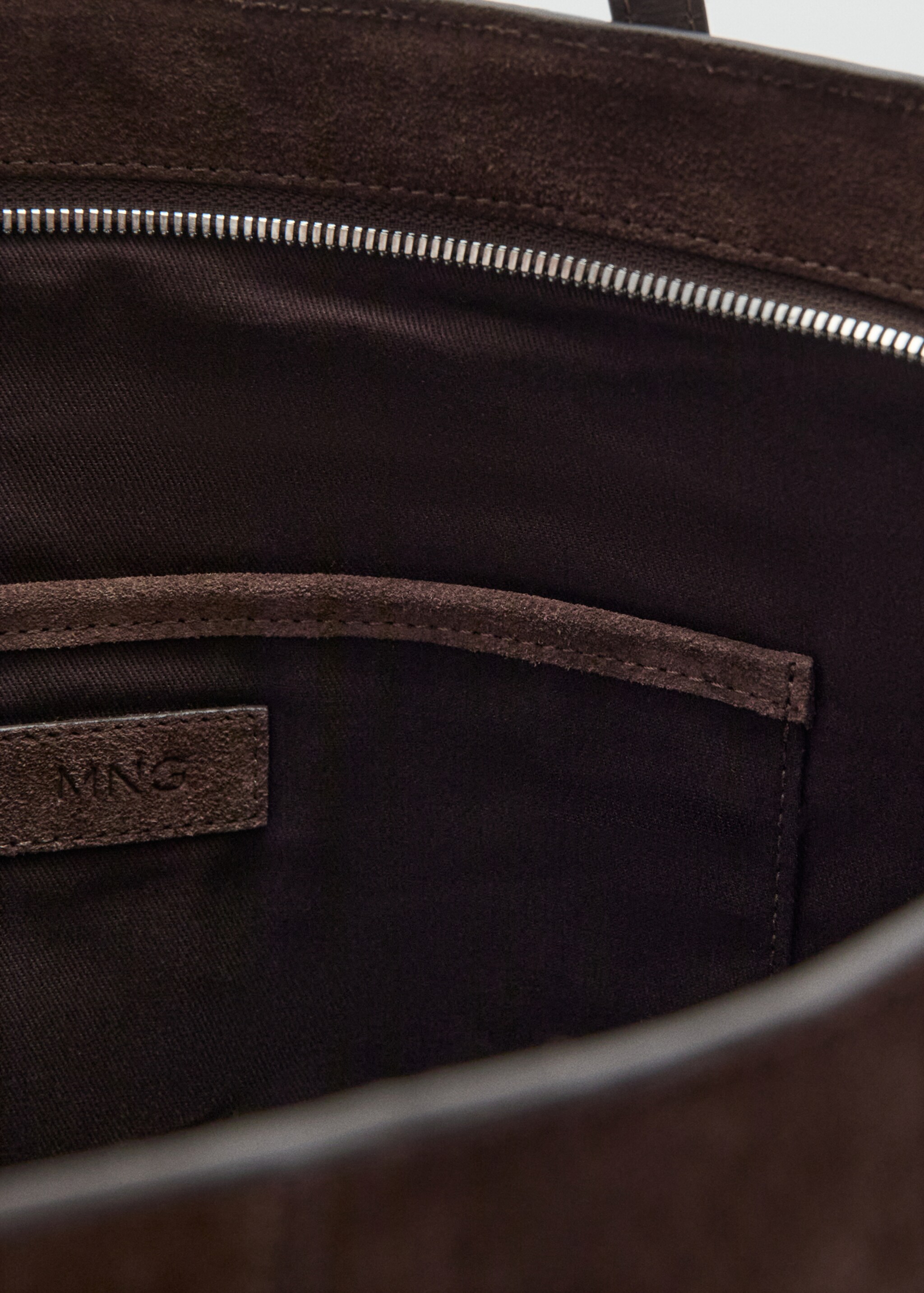 Suede shopper bag - Details of the article 3, Brown. Ref: 27081232-01.