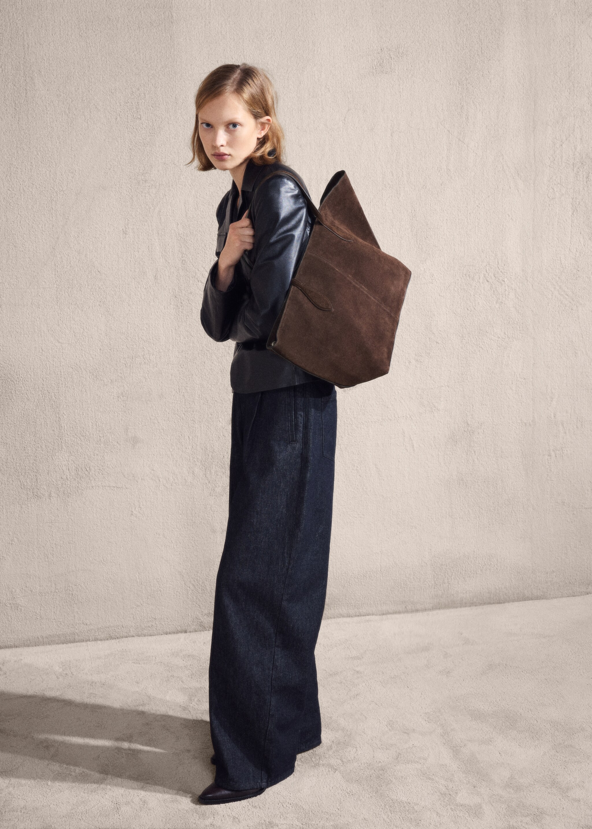 Suede shopper bag - General plane, Brown. Ref: 27081232-01.