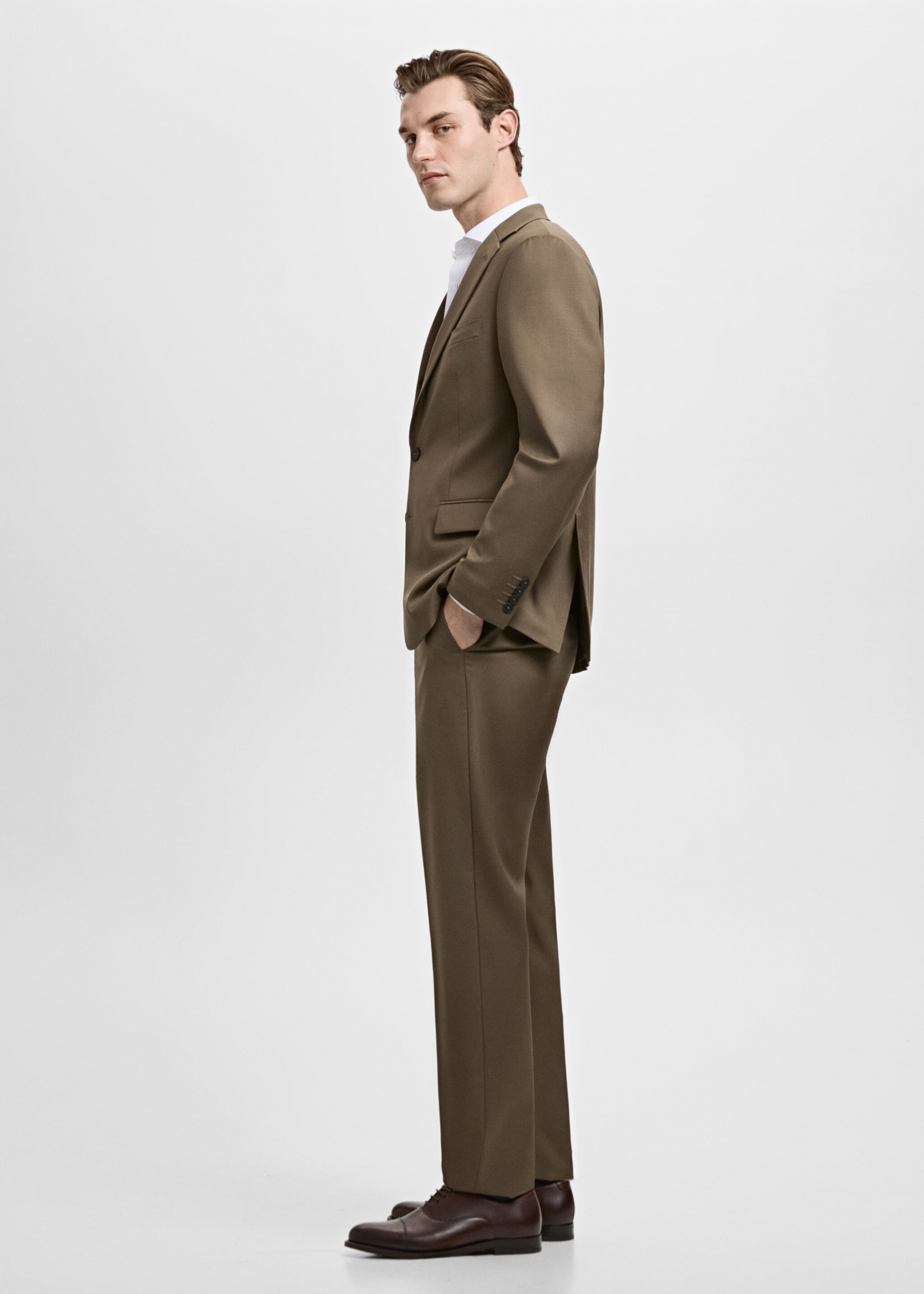 Turin 100% virgin wool suit trousers - Details of the article 2, Brown. Ref: 27061270-01.