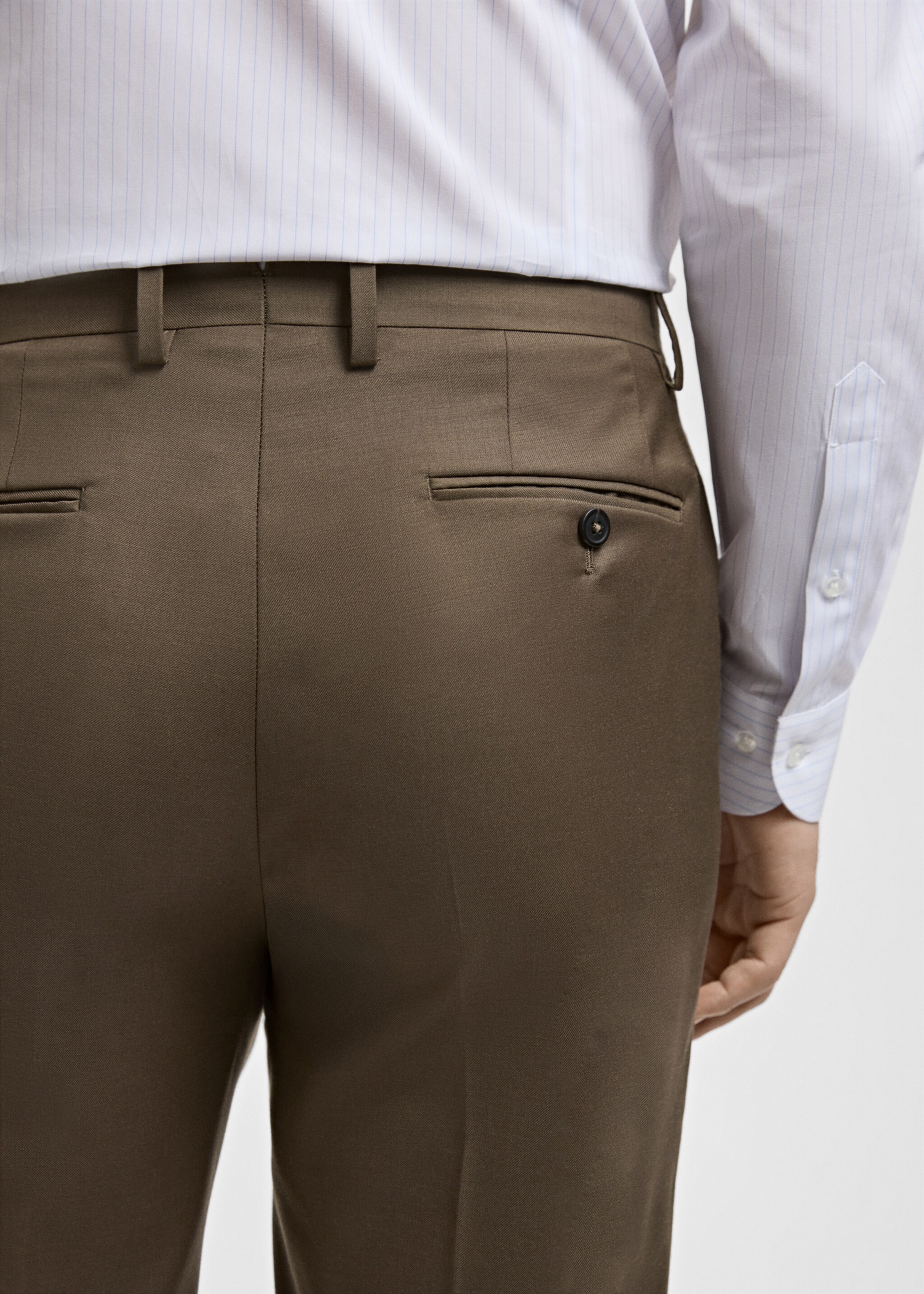 Turin 100% virgin wool suit trousers - Details of the article 4, Brown. Ref: 27061270-01.