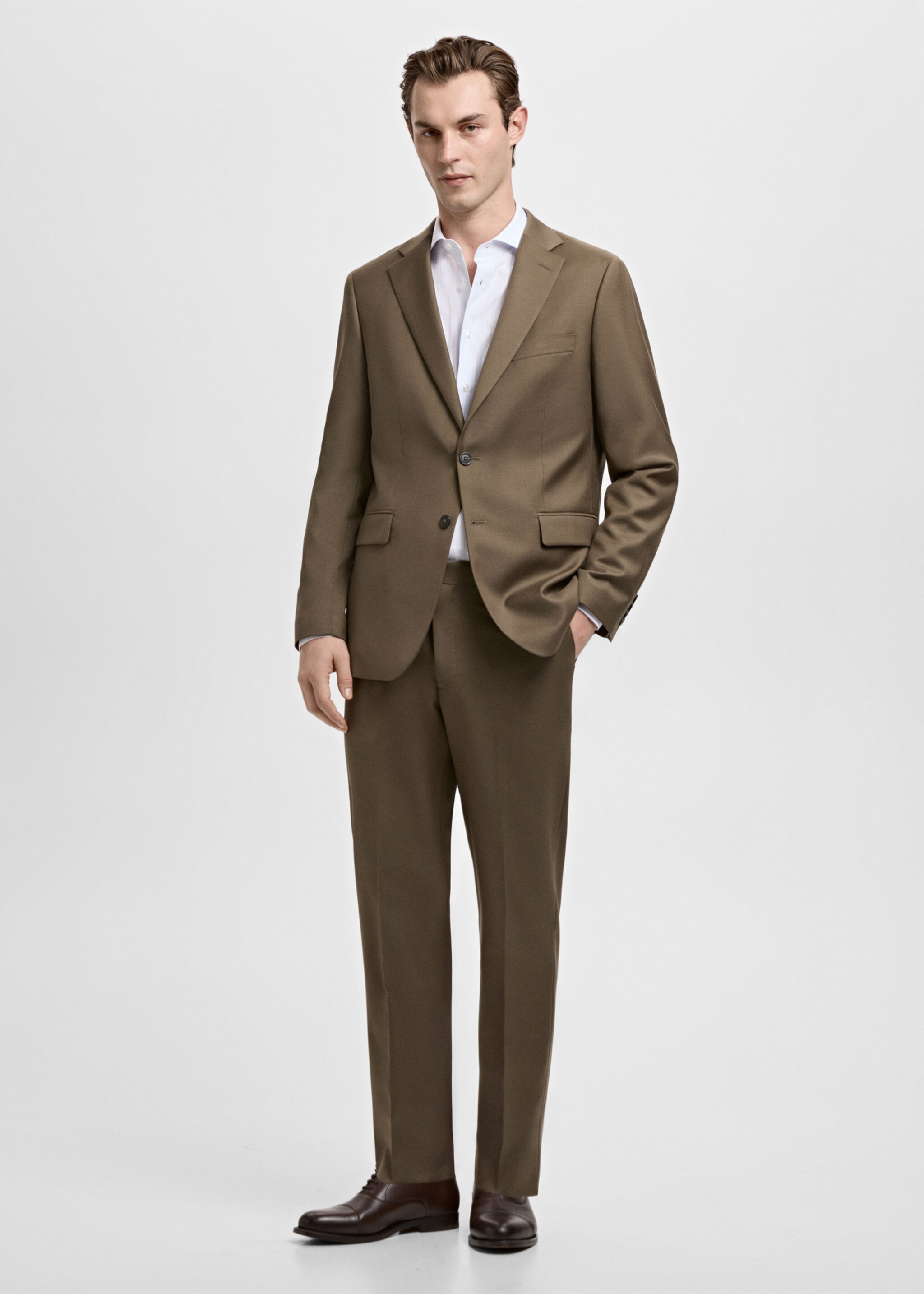 Turin 100% virgin wool suit trousers - General plane, Brown. Ref: 27061270-01.