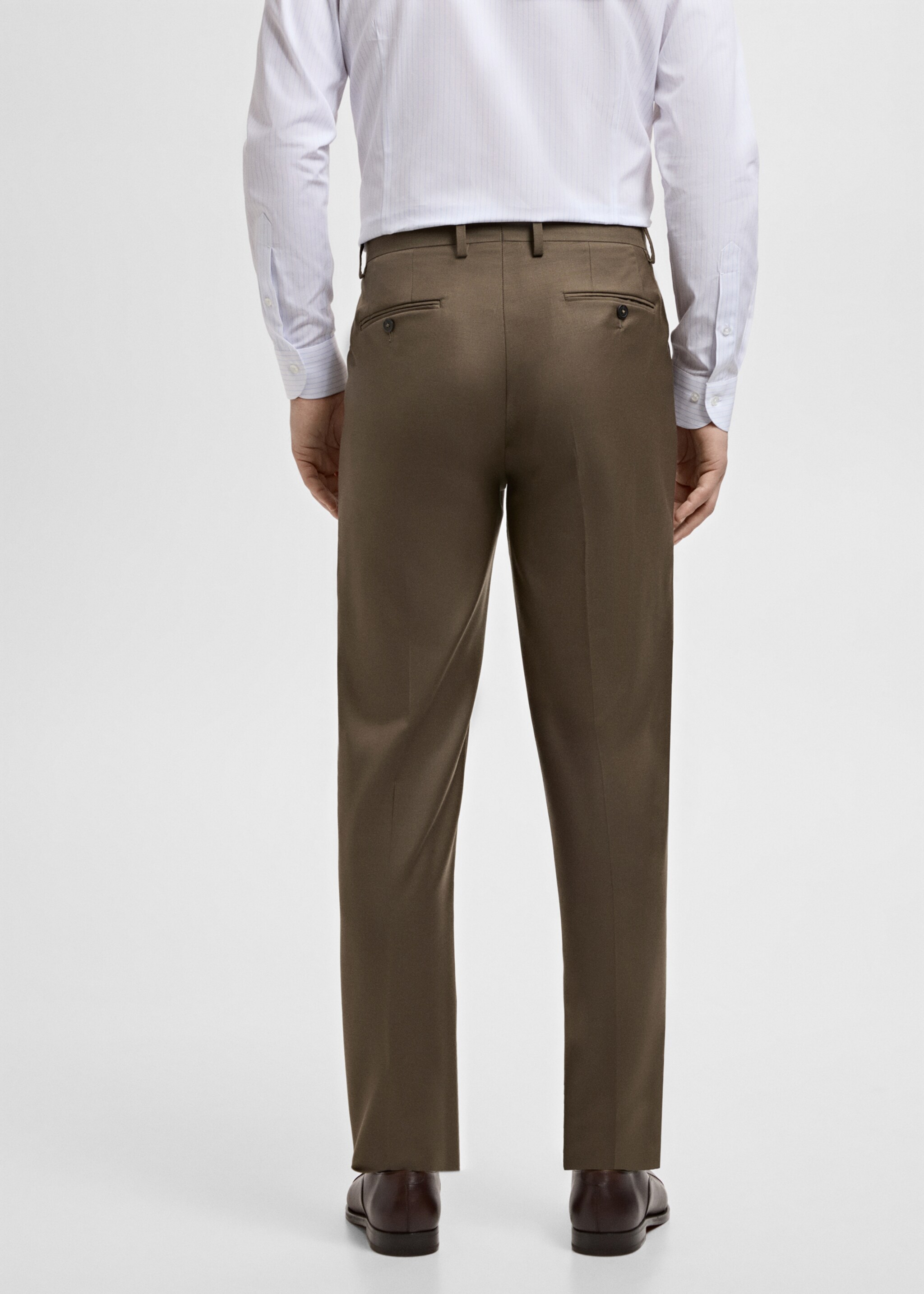 Turin 100% virgin wool suit trousers - Reverse of the article, Brown. Ref: 27061270-01.