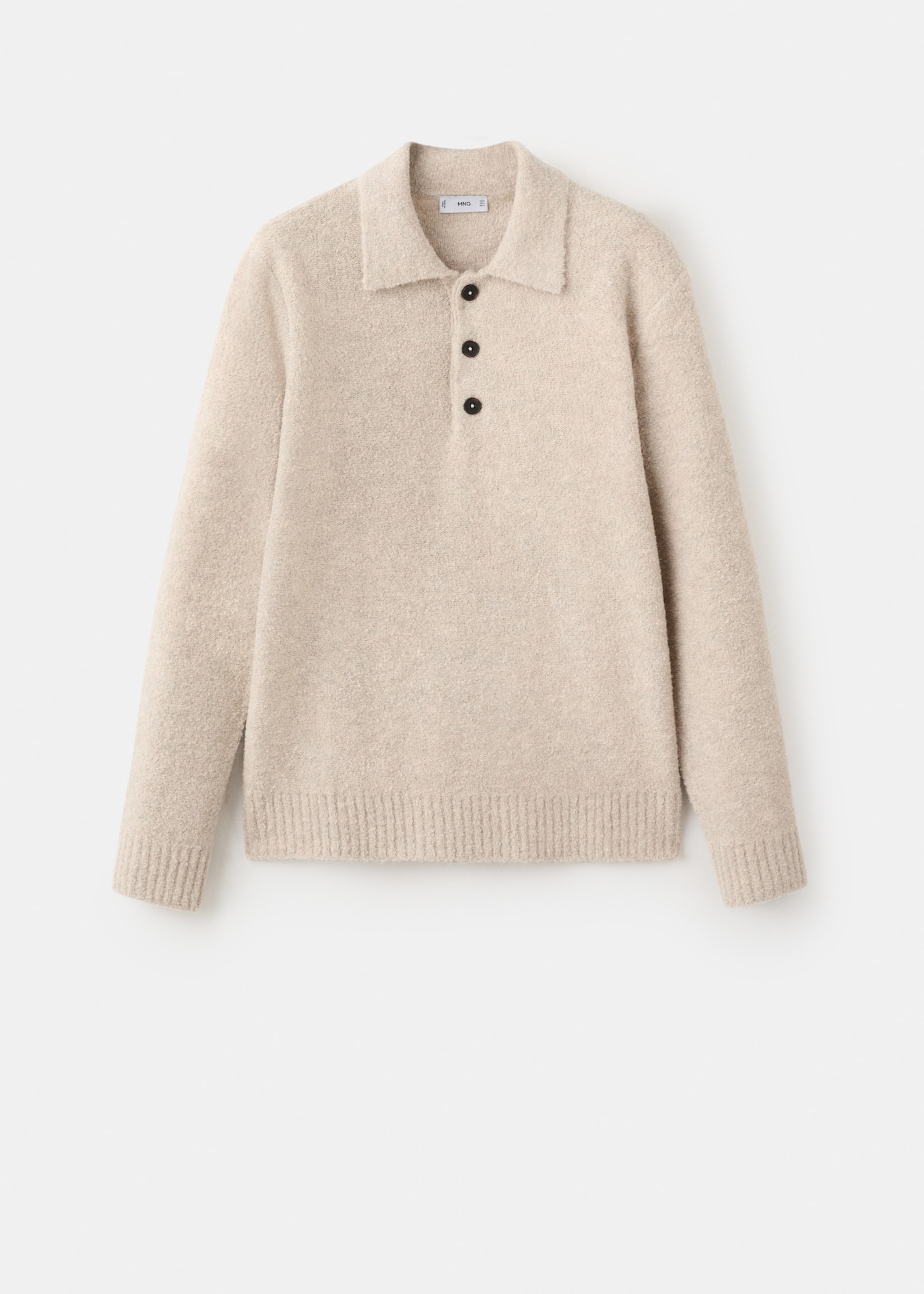 Mini boucle knit polo shirt - Article without model, Sand. Ref: 27081287-01.