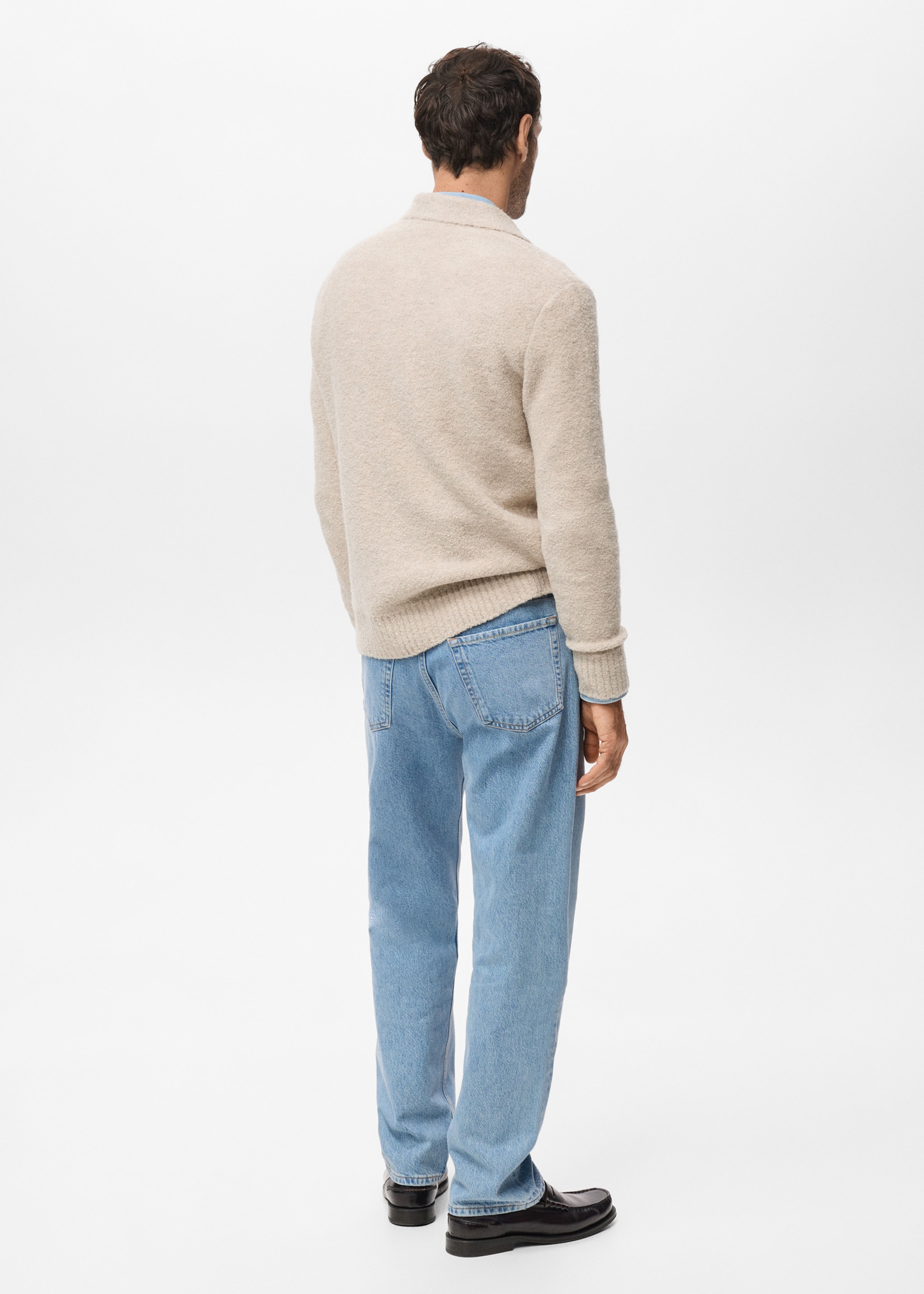 Mini boucle knit polo shirt - Reverse of the article, Sand. Ref: 27081287-01.