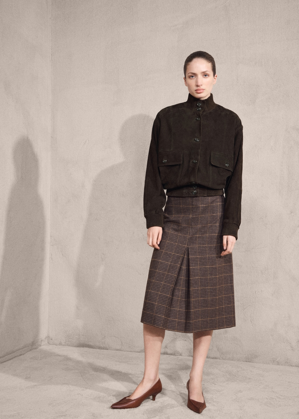 Buttoned suede jacket