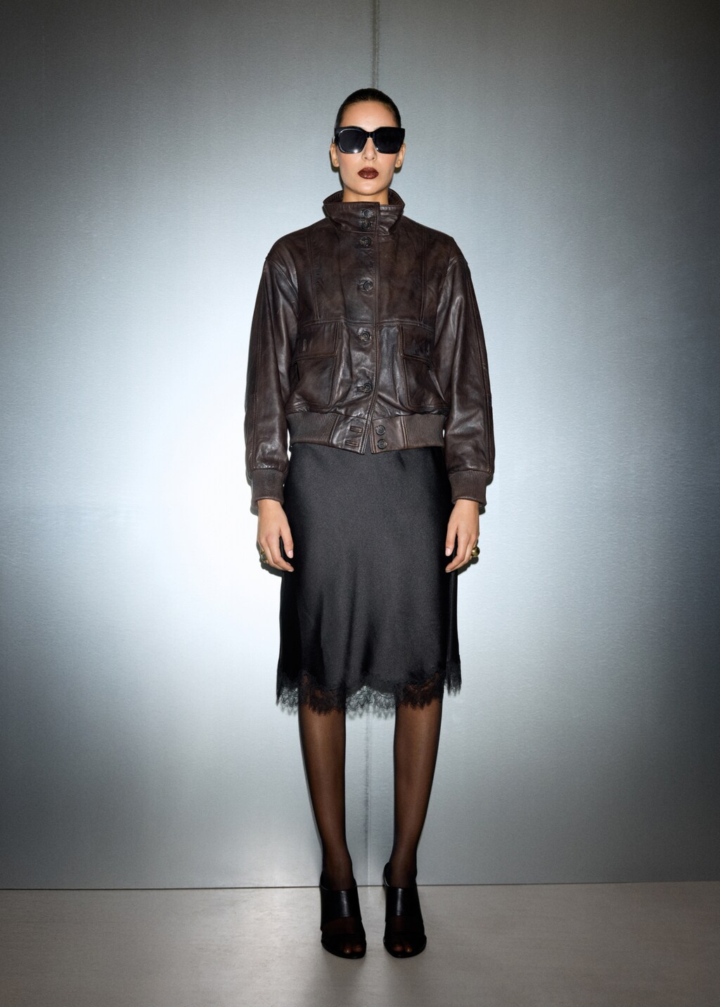 Oversize leather biker