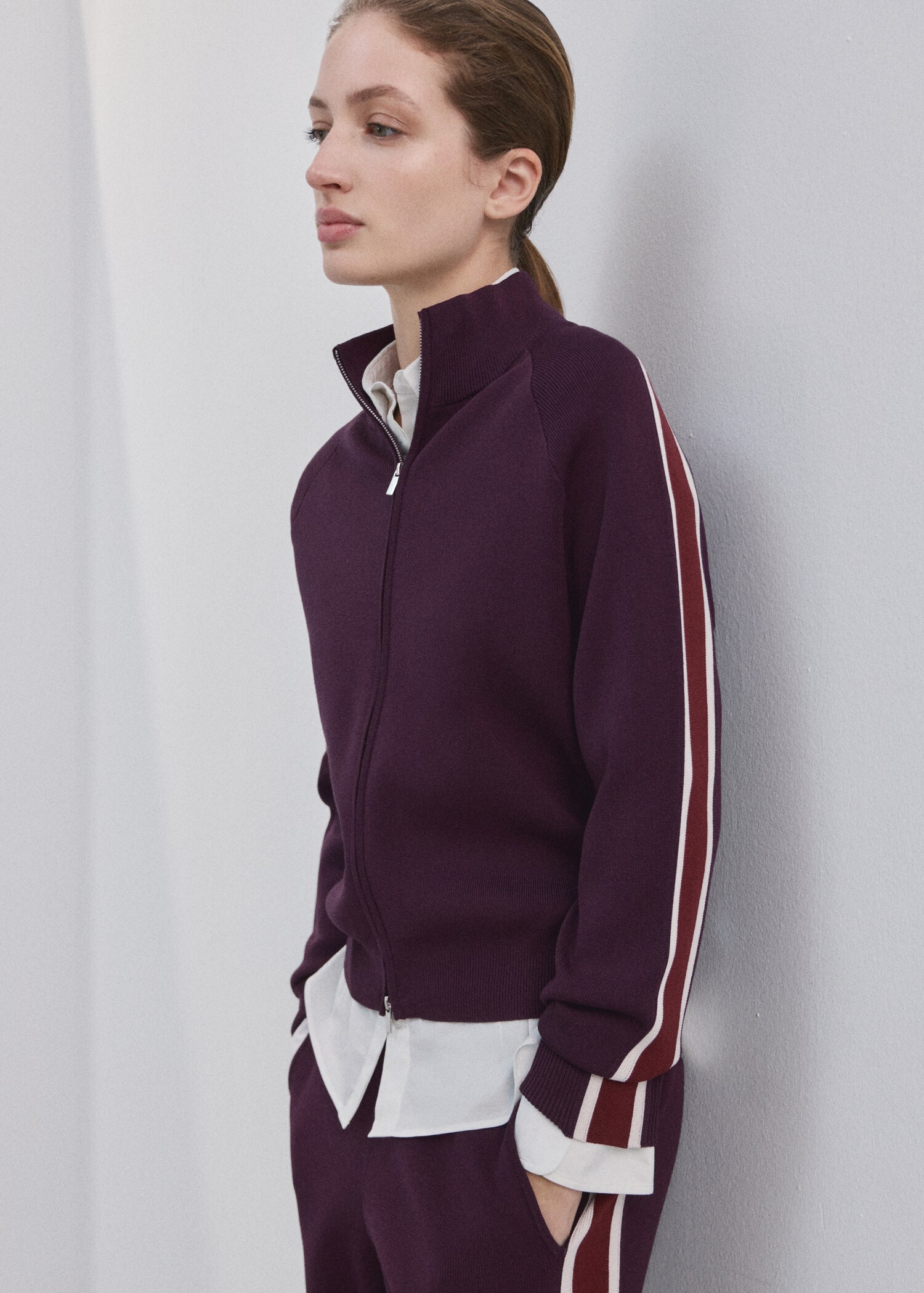 Contrast stripe zip cardigan - Details of the article 1