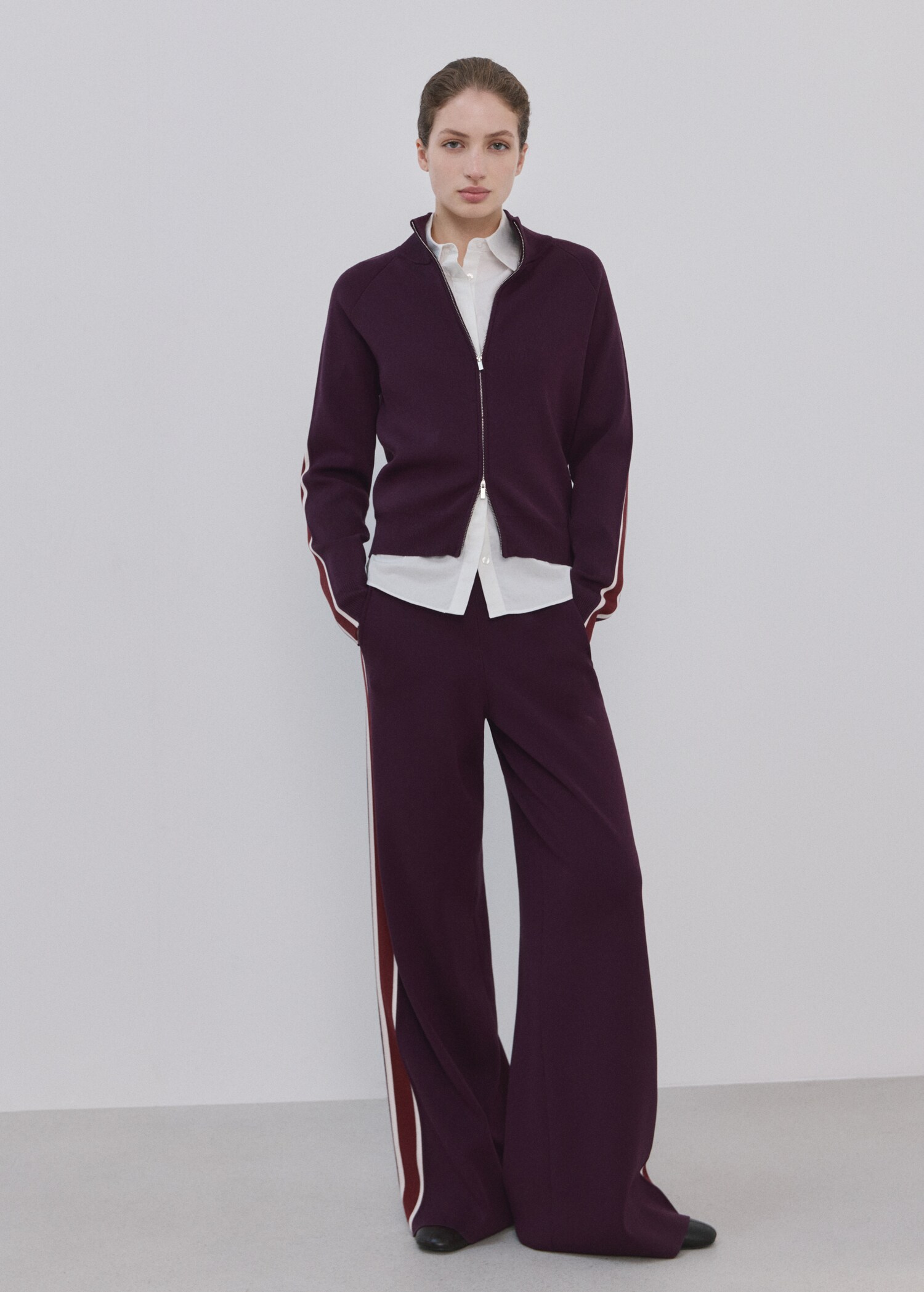 Contrast stripe zip cardigan - General plane