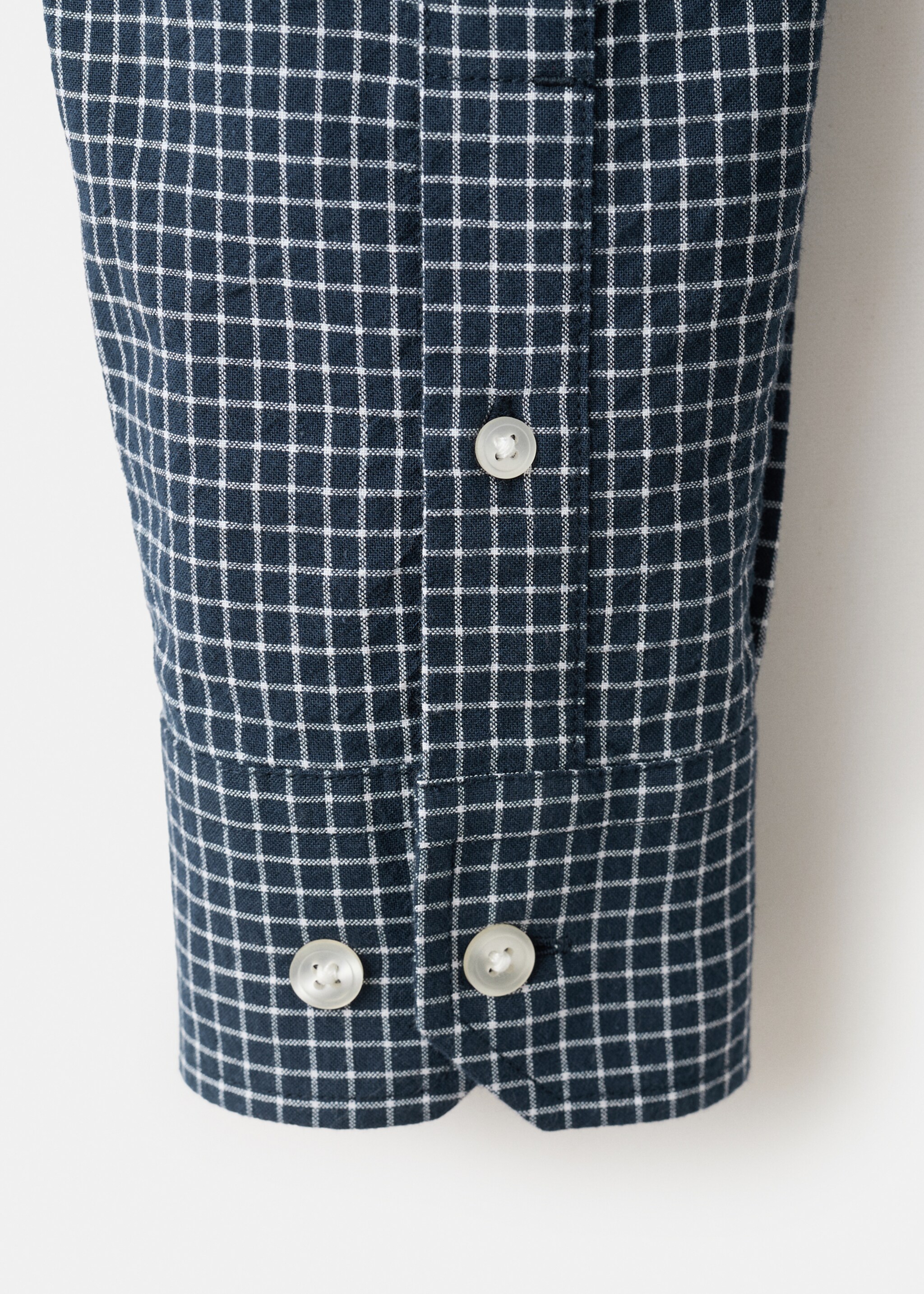 Regular fit check cotton shirt - Details of the article 0, Navy. Ref: 27084424-03.