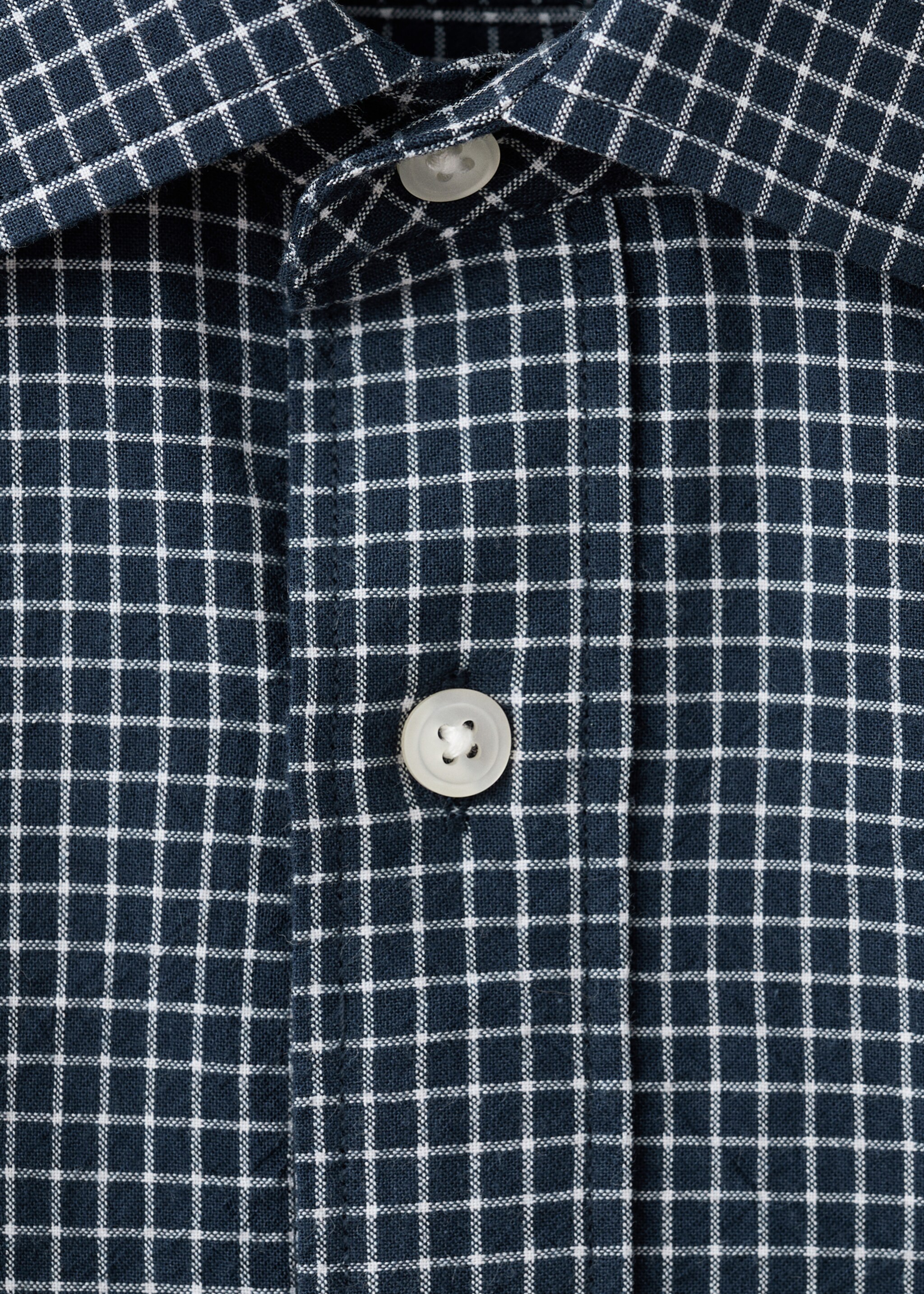 Regular fit check cotton shirt - Details of the article 8, Navy. Ref: 27084424-03.