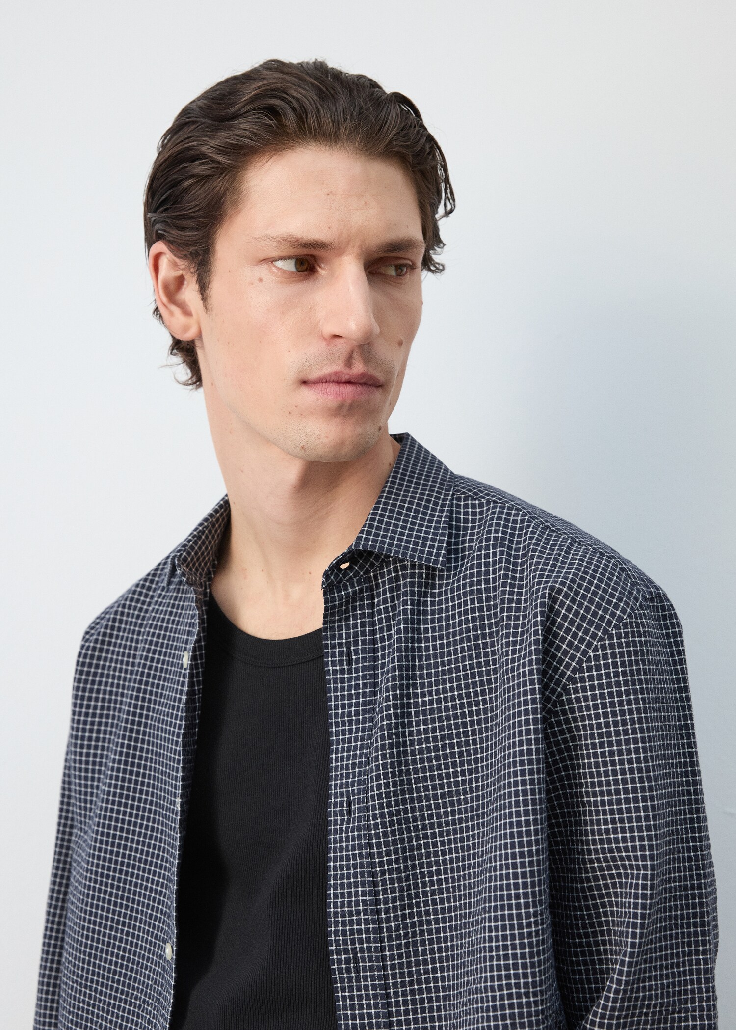 Regular fit check cotton shirt - Reverse of the article