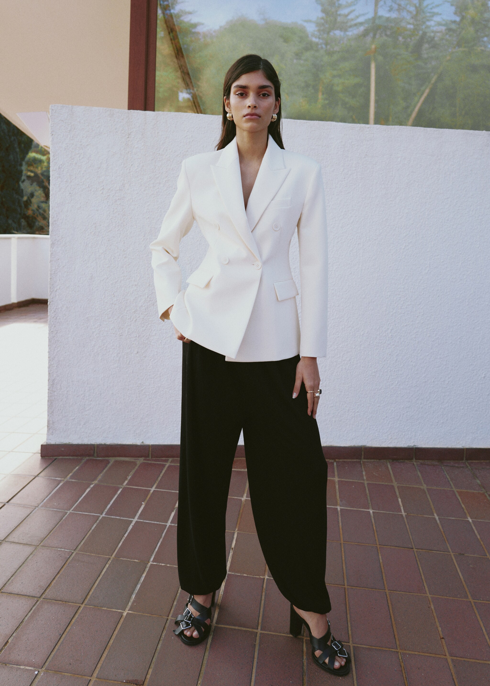 Blazer croisé cintré - Plan général, Écru. Ref: 27085843-02.