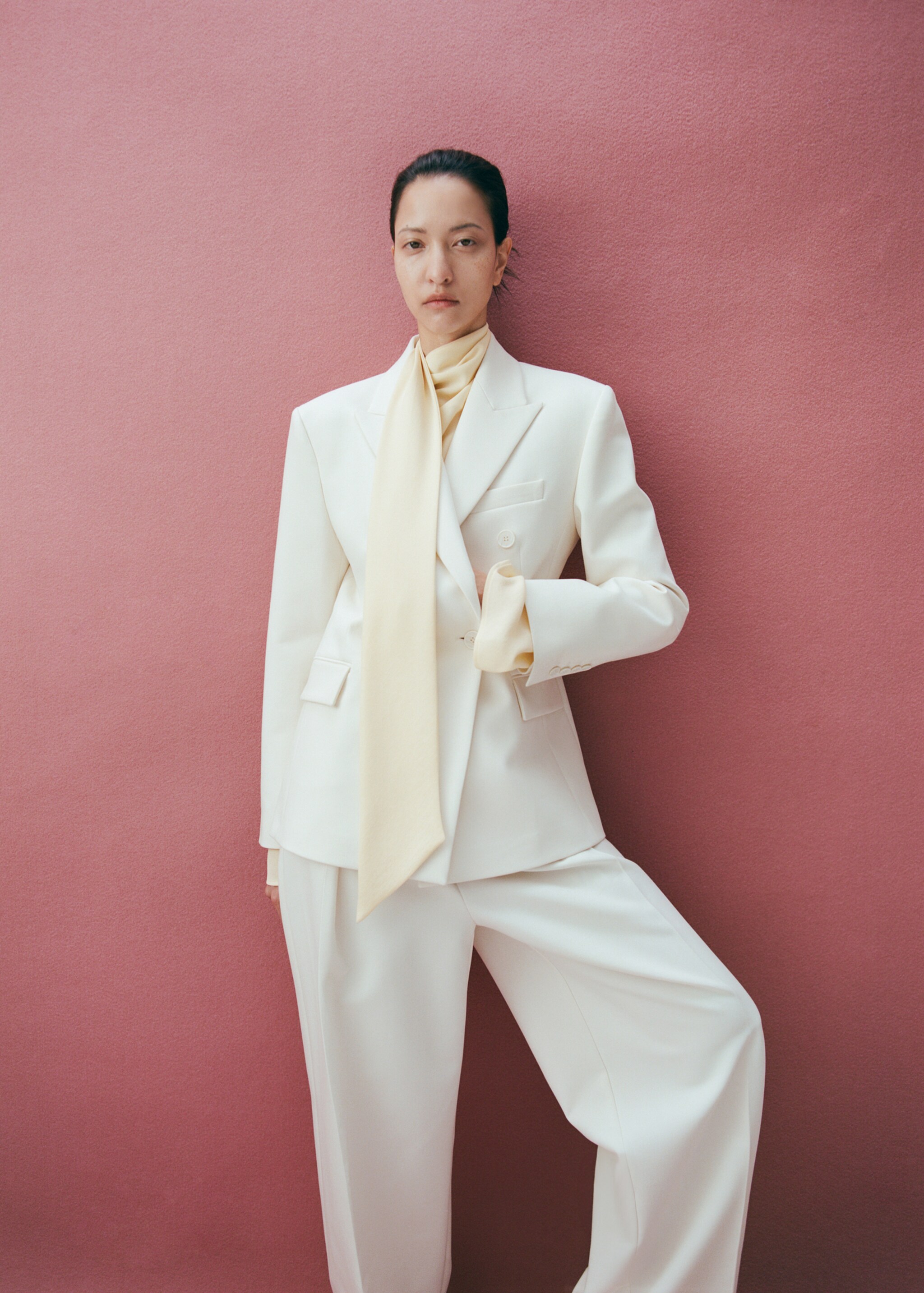 Blazer cruzada entallada - Plano medio, Crudo. Ref: 27085843-04.