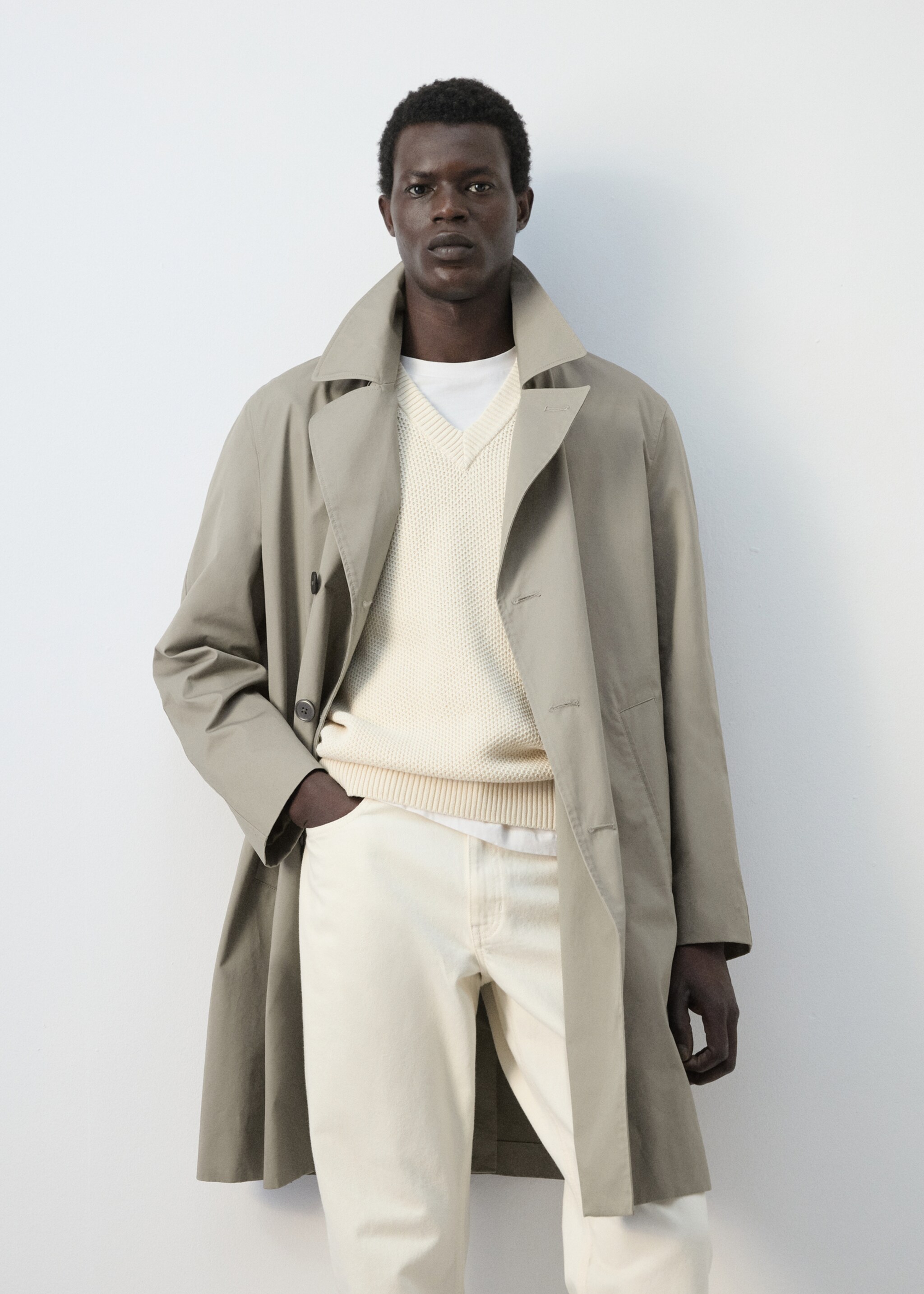 Gabardina algodón 100% regular fit - Plano medio, Marrón medio. Ref: 27085927-02.