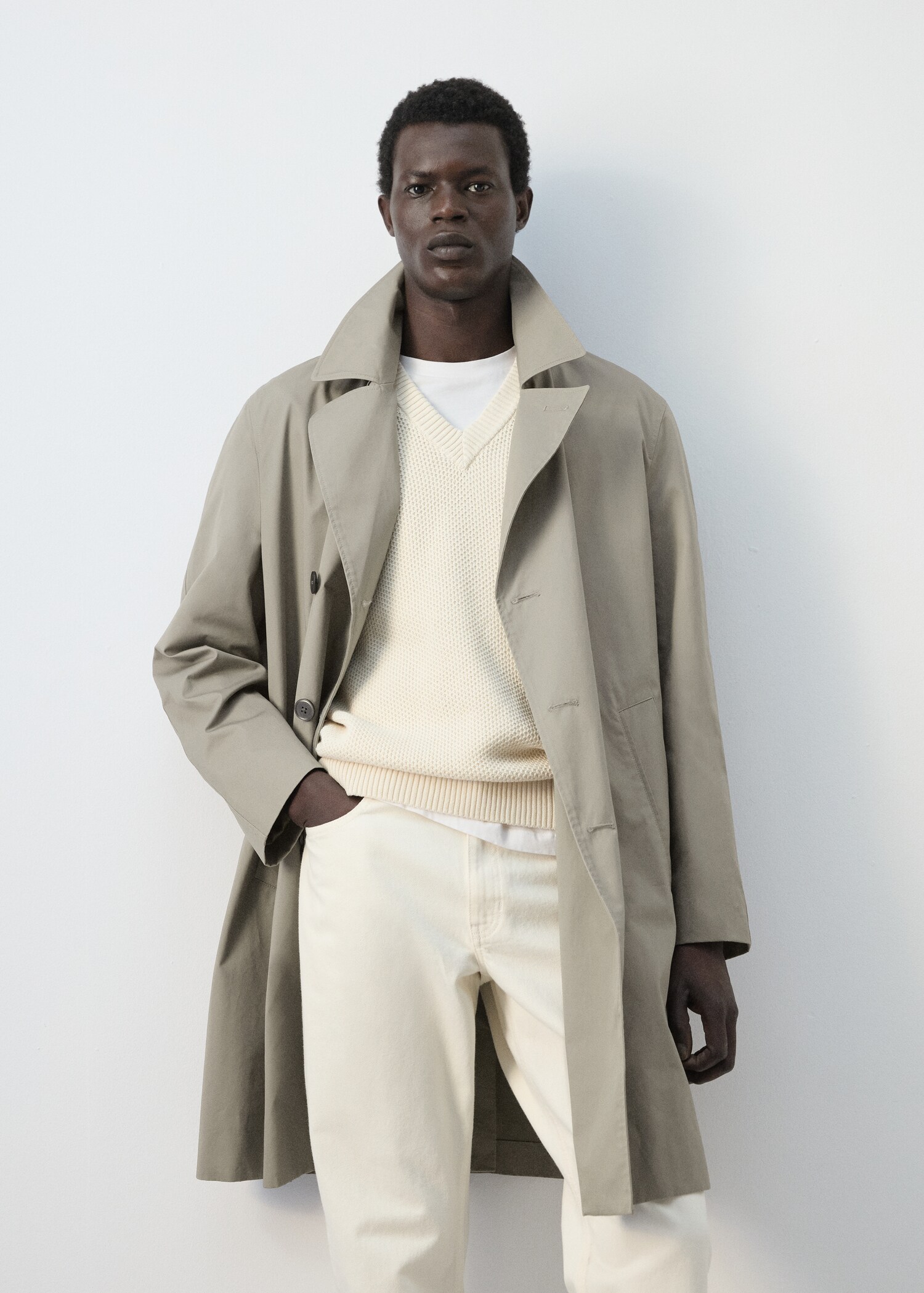 100% cotton gabardine regular fit - Medium plane