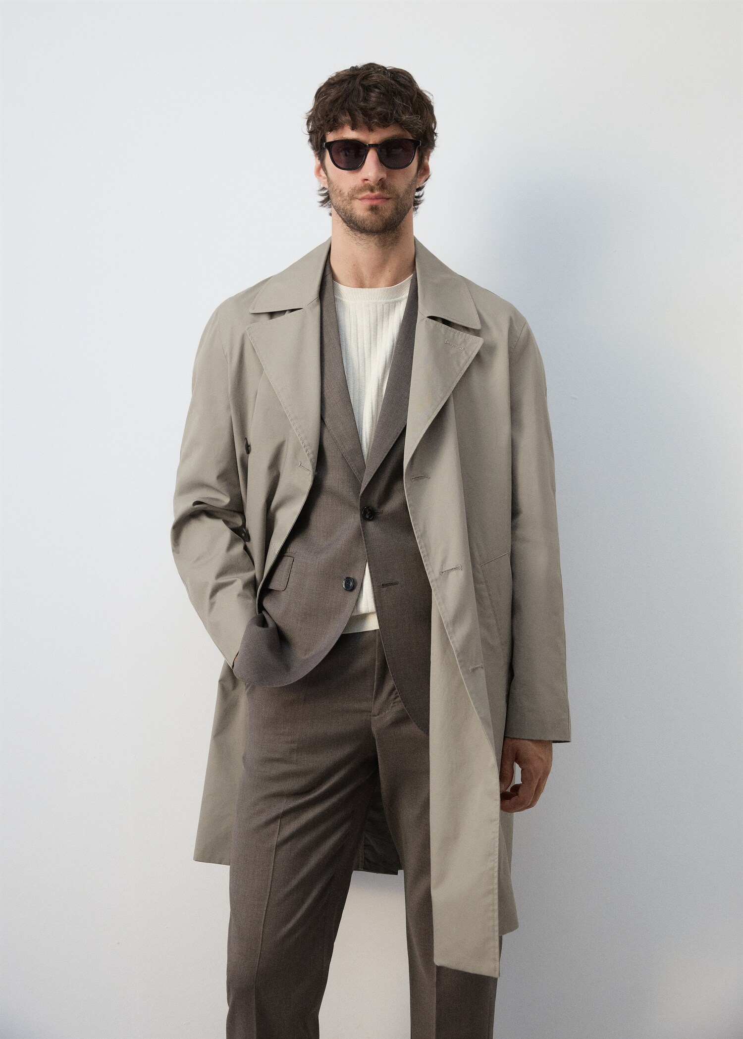 Gabardina algodón 100% regular fit - Plano medio