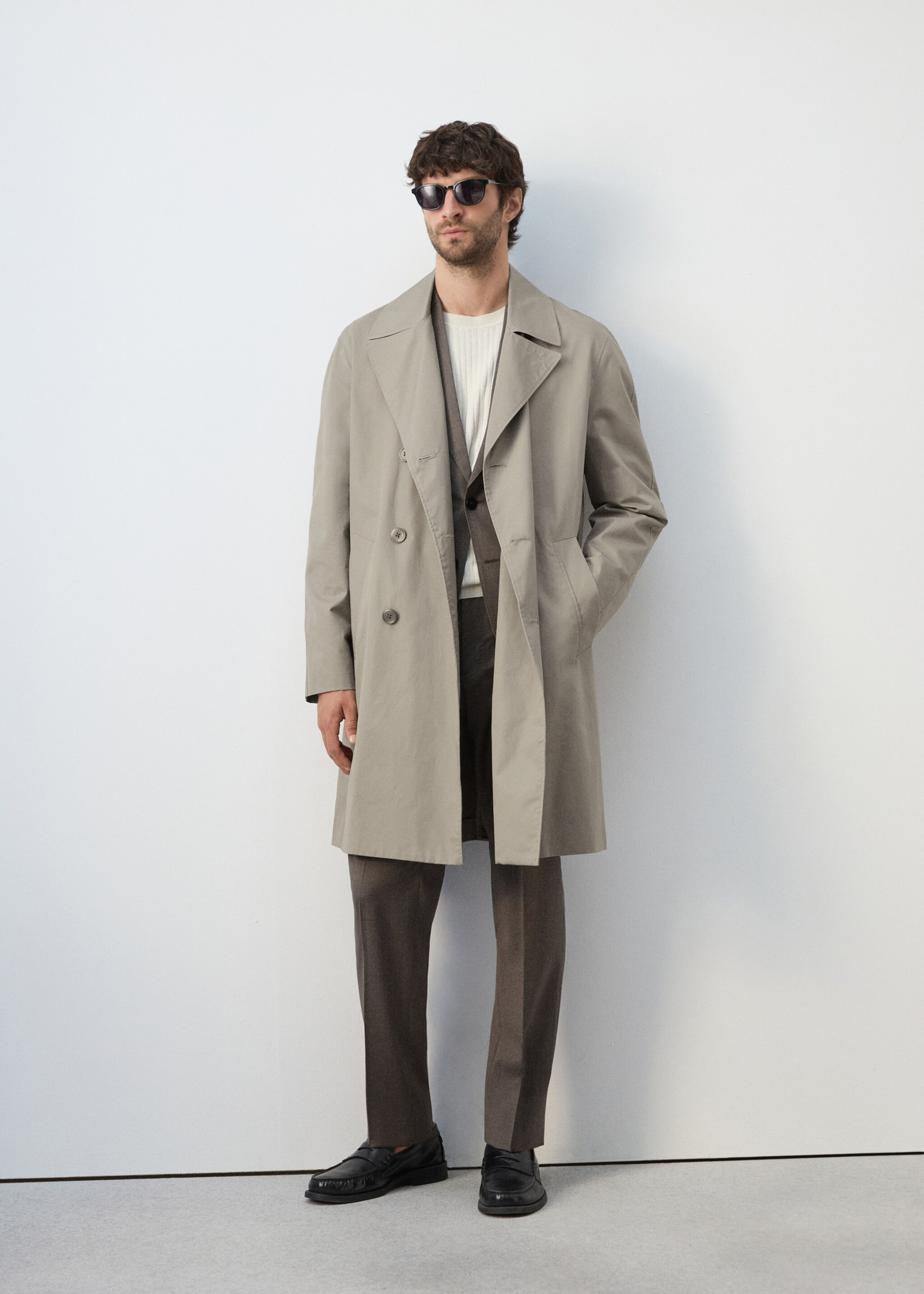 Gabardina algodón 100% regular fit - Plano general, Marrón medio. Ref: 27085927-03.