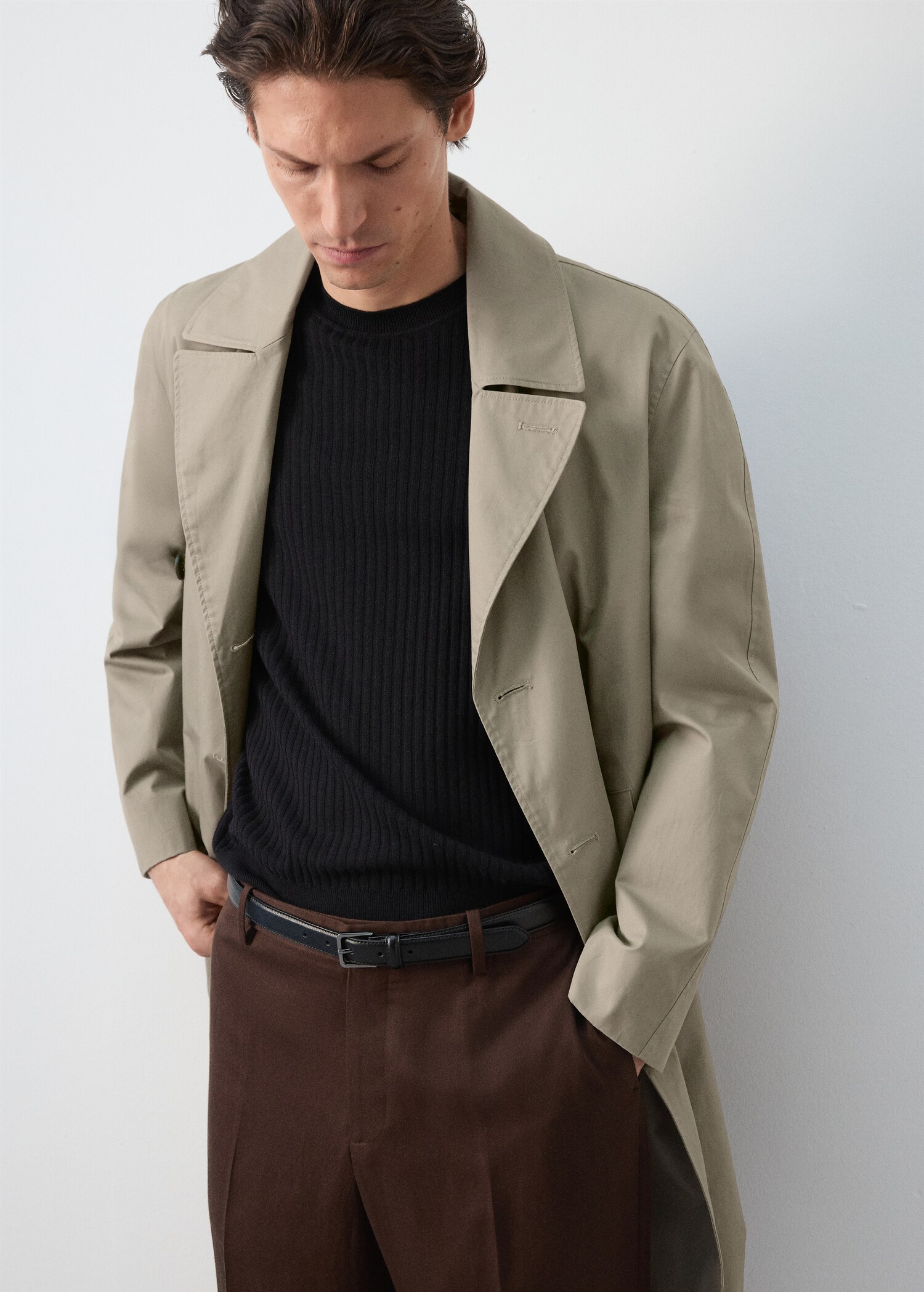 Gabardina algodón 100% regular fit - Plano medio