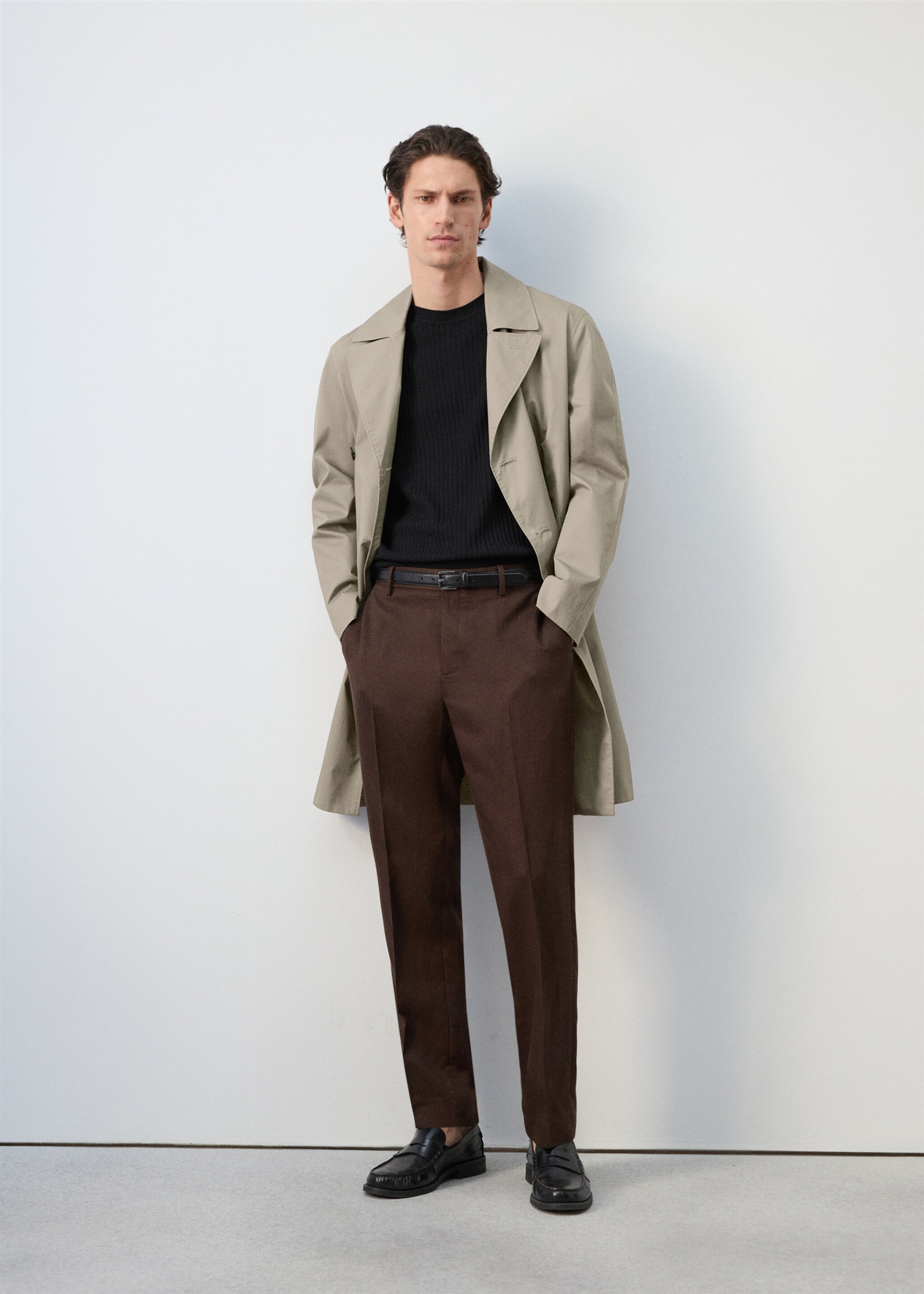 Gabardina algodón 100% regular fit - Reverso del artículo, Marrón medio. Ref: 27085927-04.