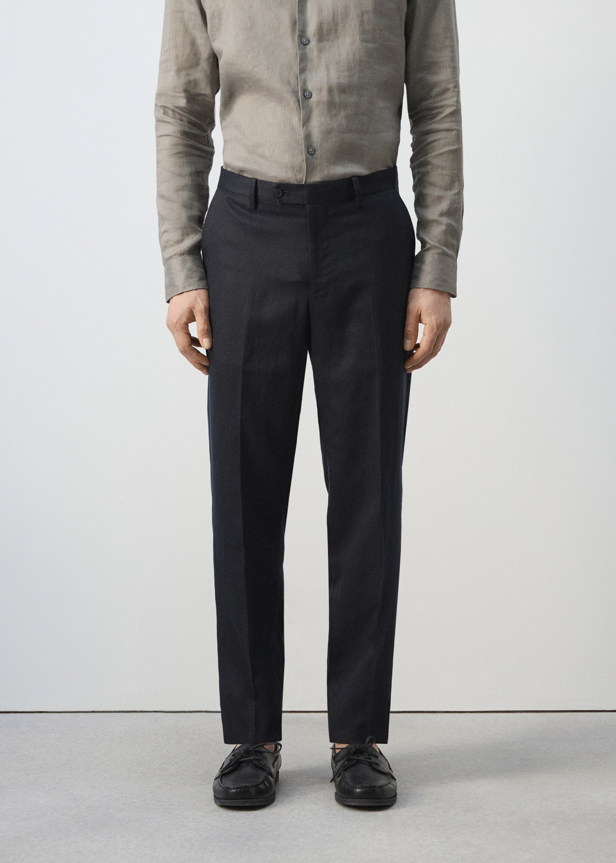 Amalfi slim fit suit trousers - Medium plane, Navy. Ref: 27085930-04.