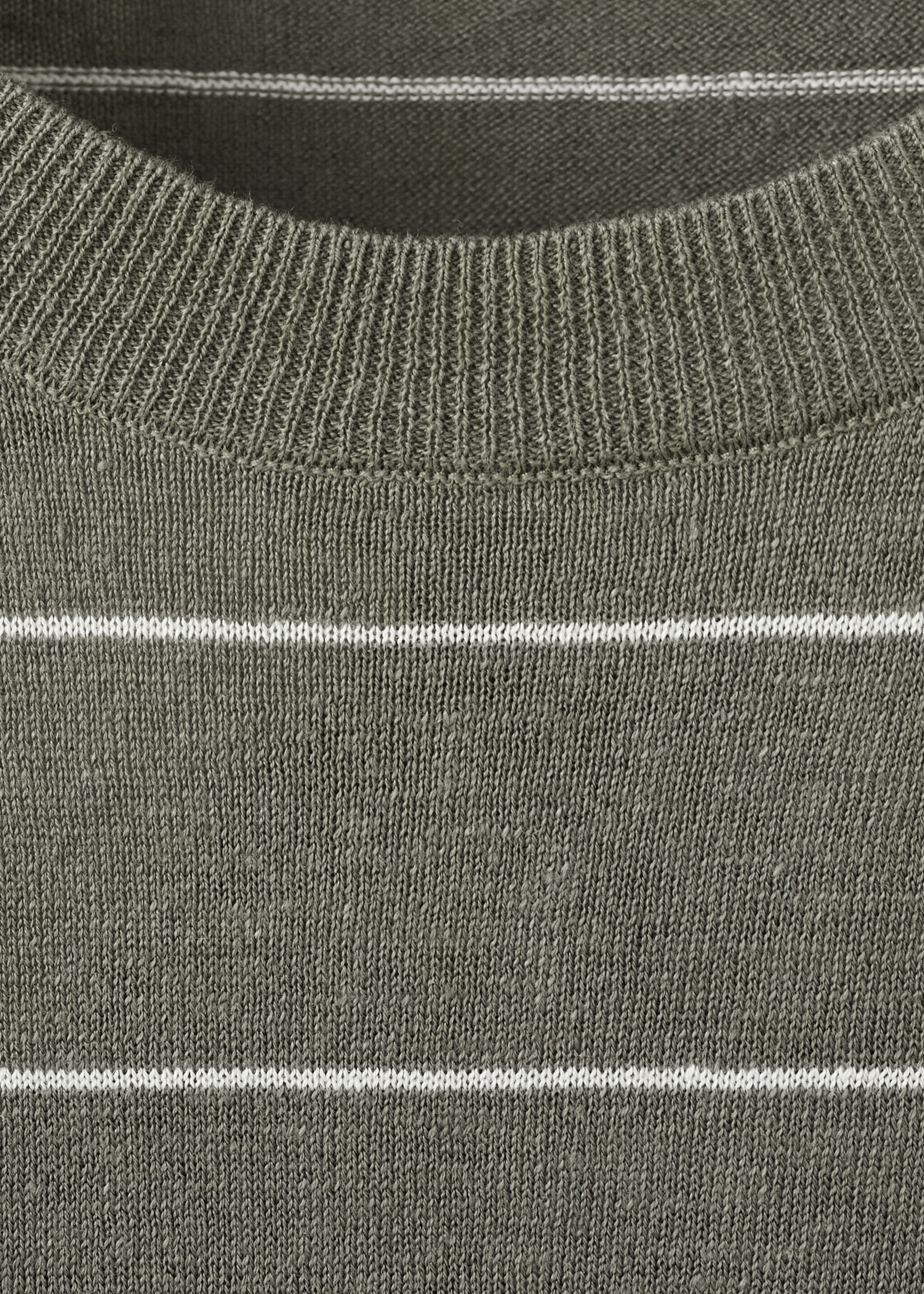 Linen blend fine knit striped jersey - Details of the article 0, Medium Brown. Ref: 27085938-02.