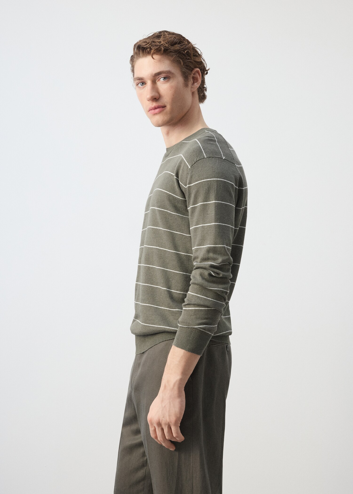 Linen blend fine knit striped jersey - Details of the article 2