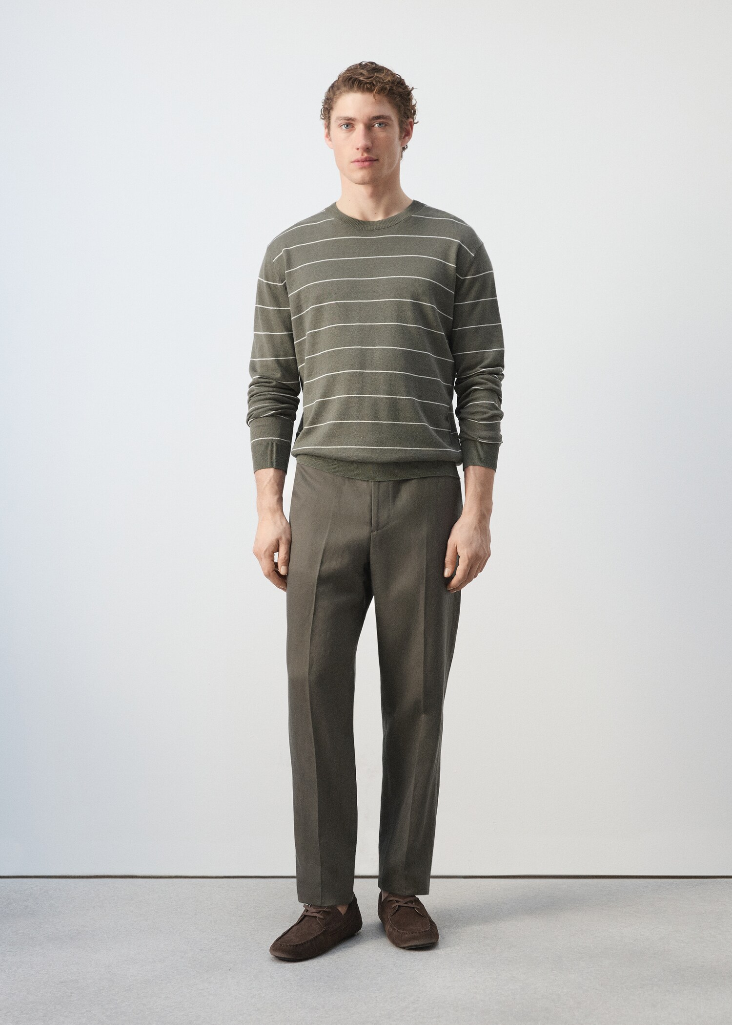 Linen blend fine knit striped jersey - General plane