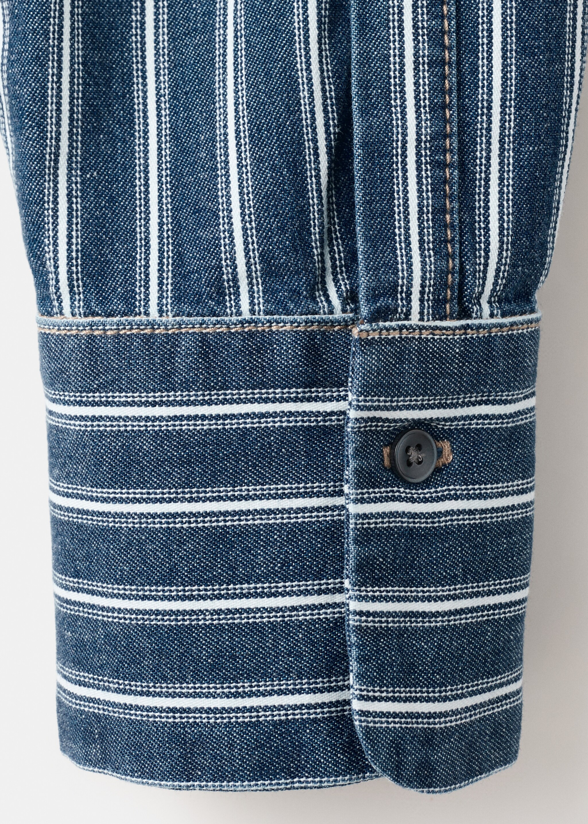Striped denim shirt - Details of the article 0, Blue. Ref: 27086341-01.