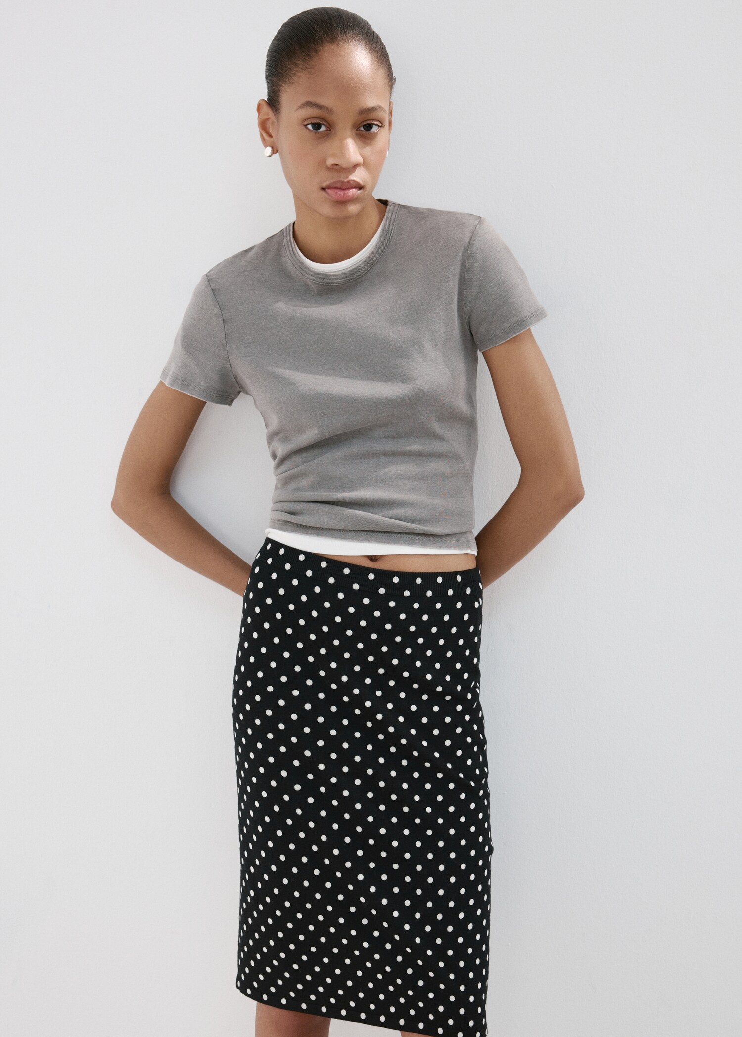Polka dots midi skirt - Details of the article 1