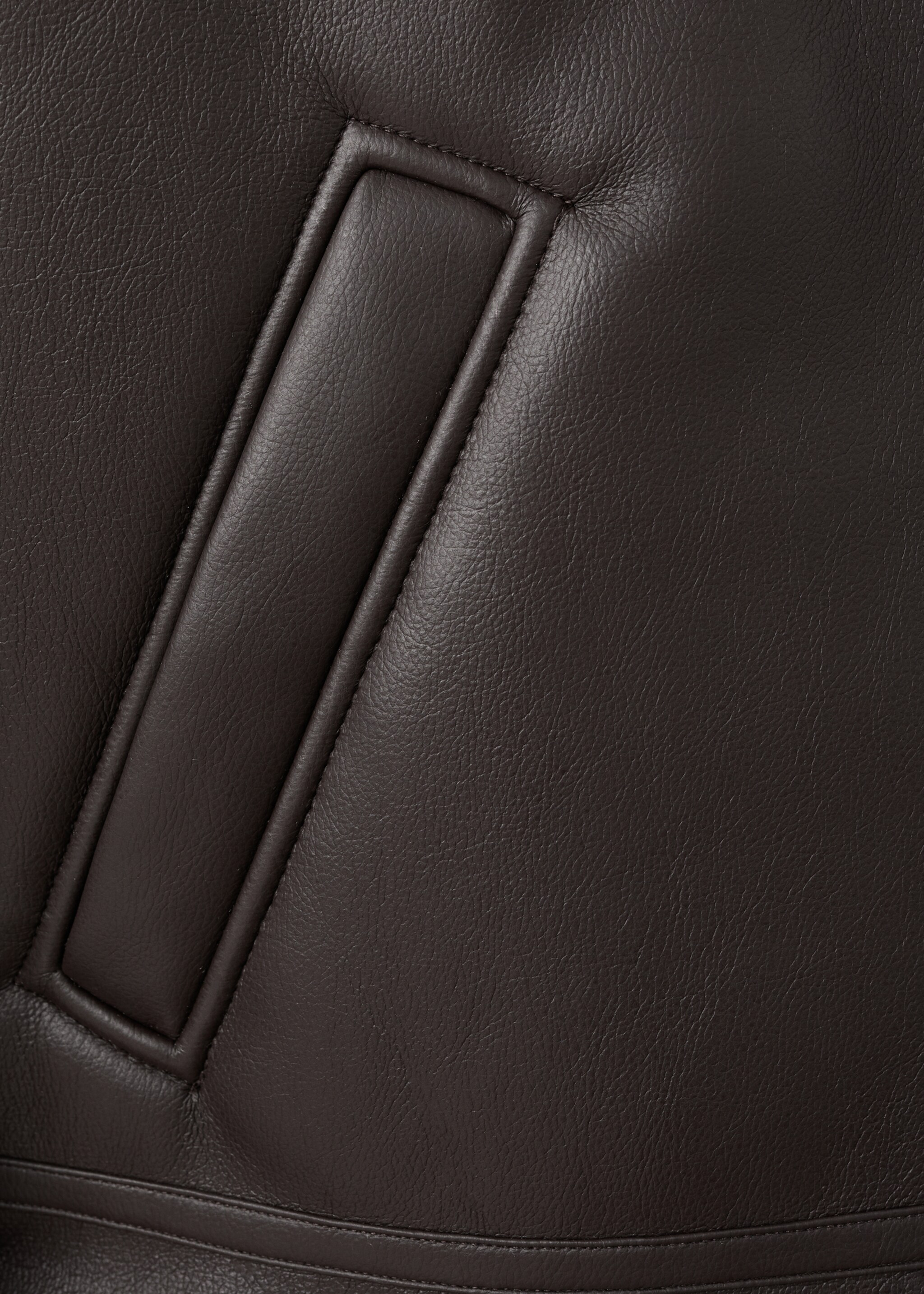 Faux-leather fleece jacket - Details of the article 0, Chocolate. Ref: 27091170-01.