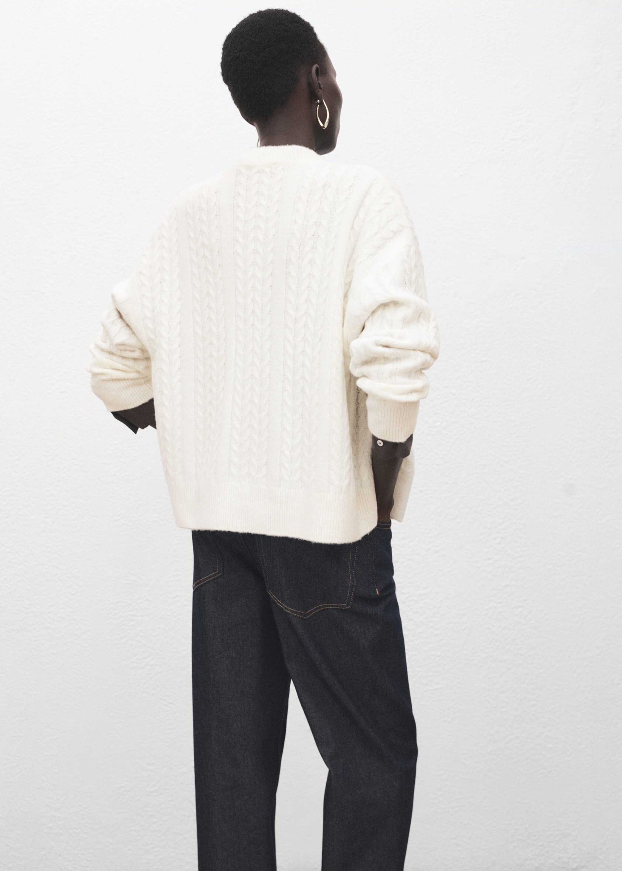 Cárdigan punto trenzado - Reverso del artículo, Crudo. Ref: 27091215-01.
