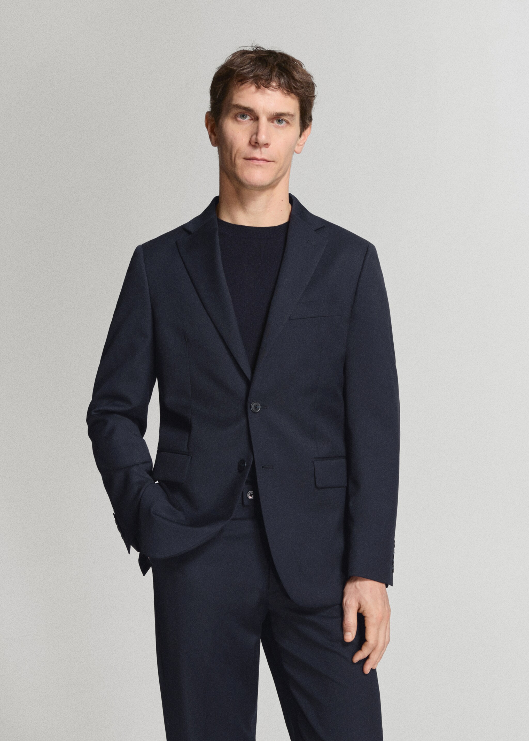 Veste costume Turín 100 % laine - Plan moyen, Bleu marine. Ref: 27091269-03.