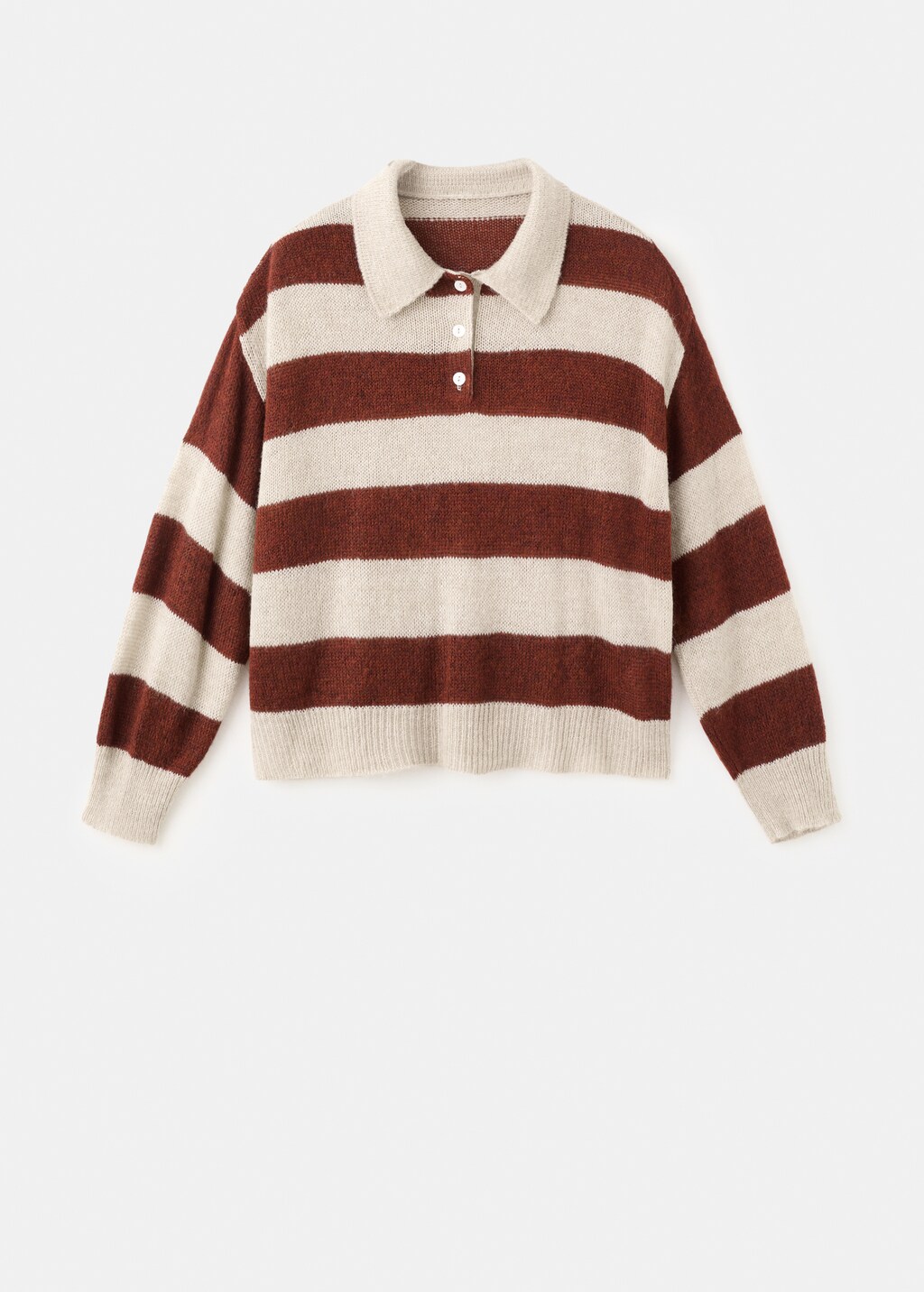 Striped polo-neck sweater