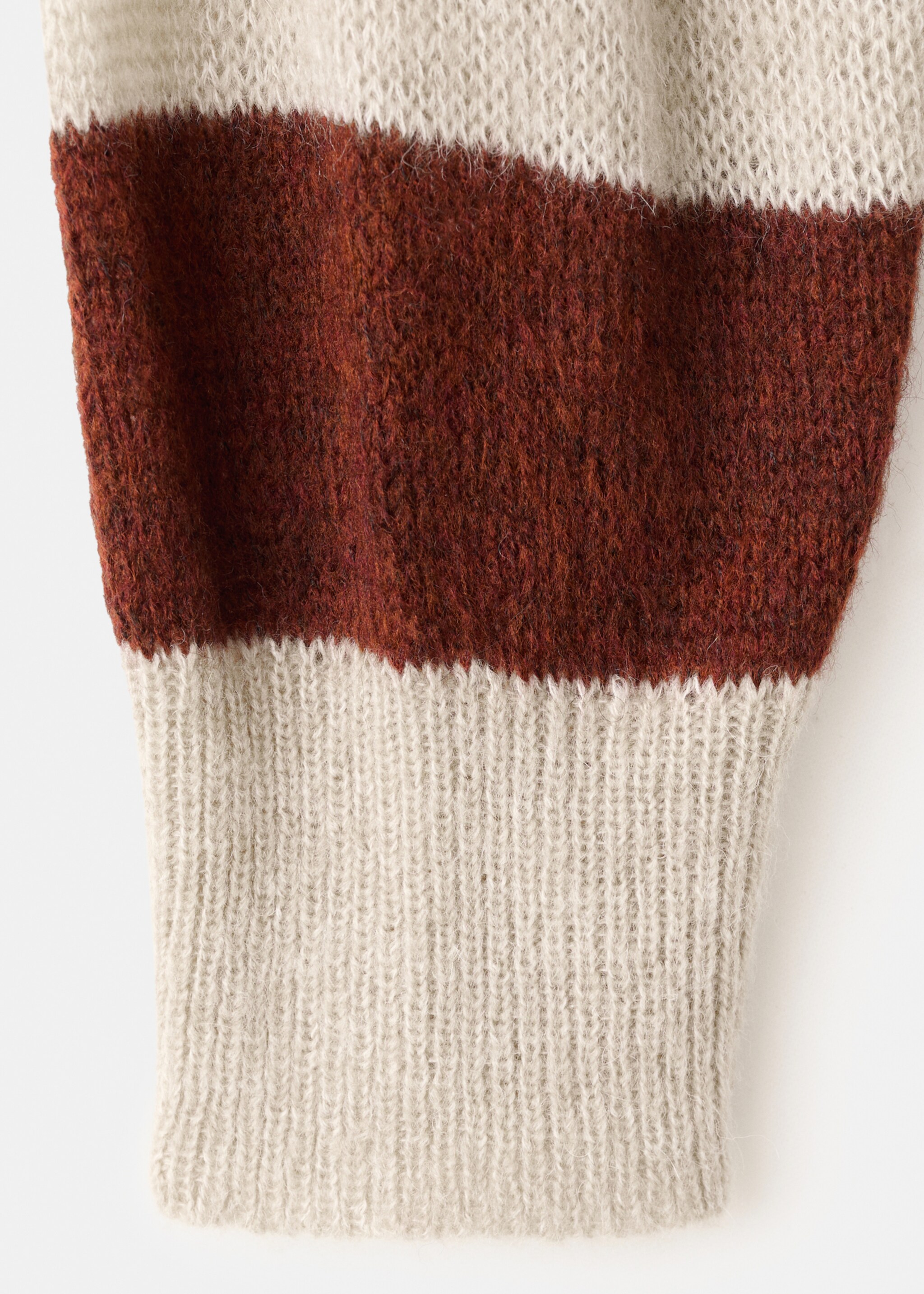 Striped polo-neck sweater - Details of the article 9, Light/Pastel Grey. Ref: 27091306-01.