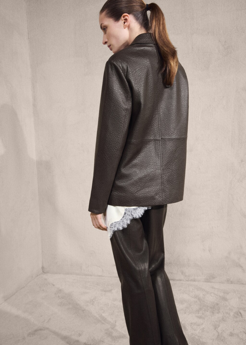 Leather blazer with buttons