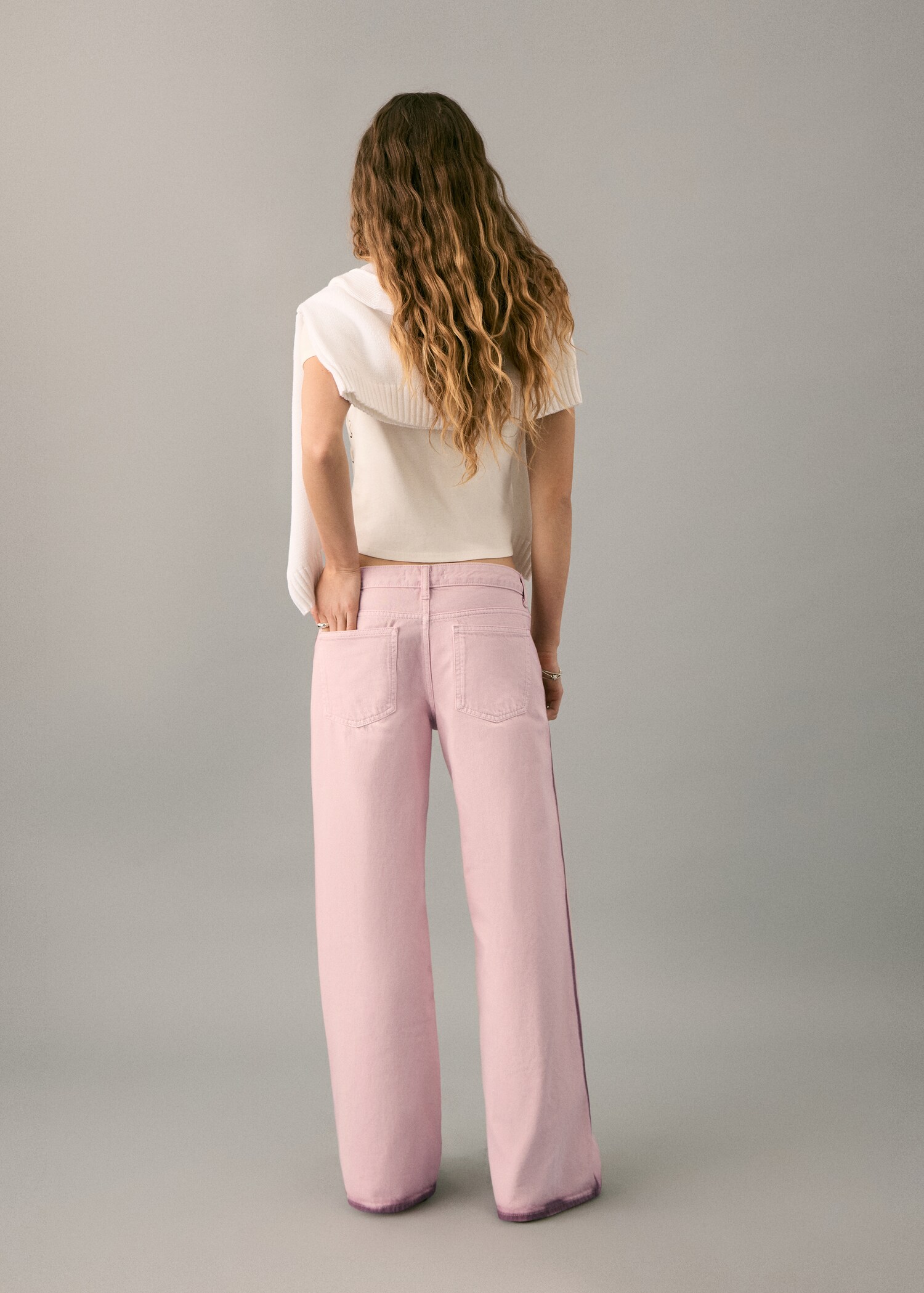 Two-tone wide leg jeans - Reverse of the article