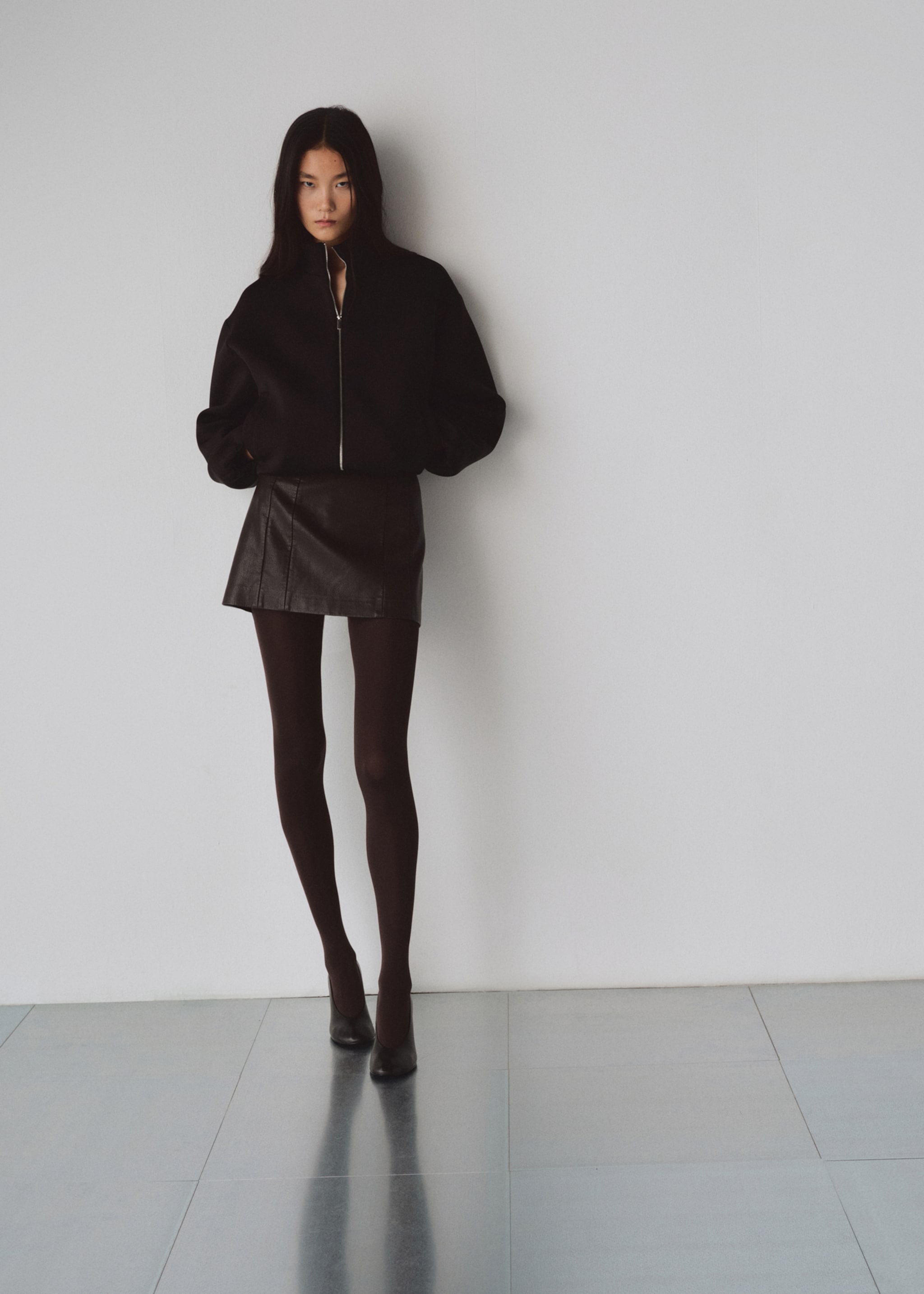 Oversized bomberjack - Overzichtstekening, Zwart. Ref: 27093342-01.