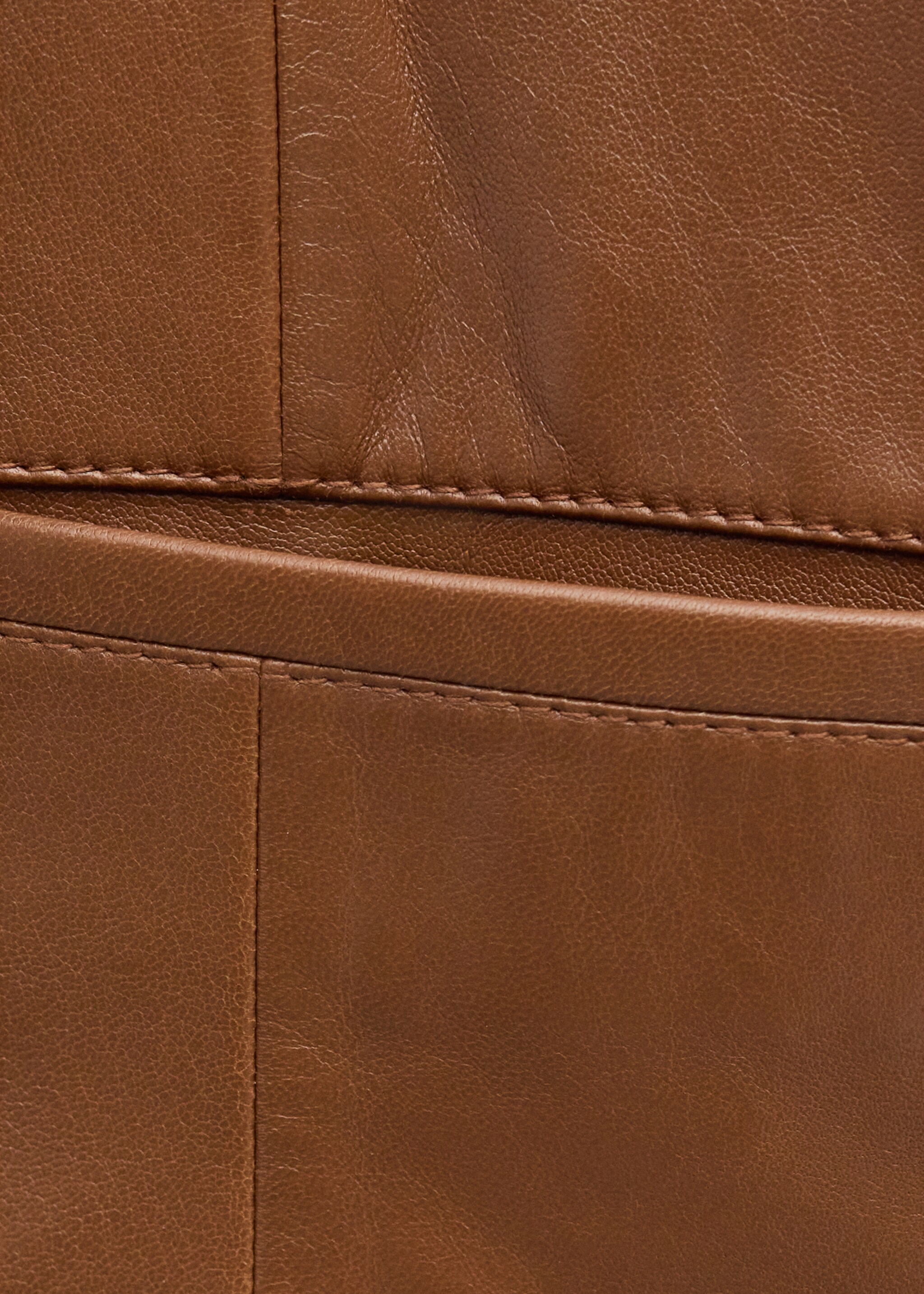 100% leather double-breasted jacket - Details of the article 0, Medium Brown. Ref: 27094432-01.